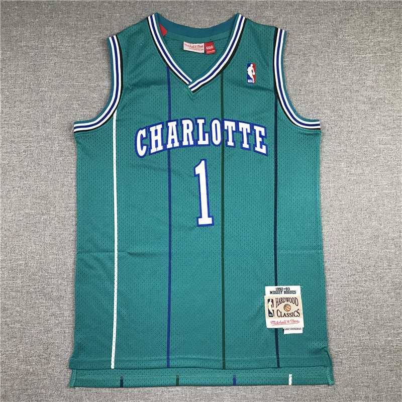 Charlotte Hornets Muggsy Bogues #1 1992-93 Throwback - Embroidered Jersey