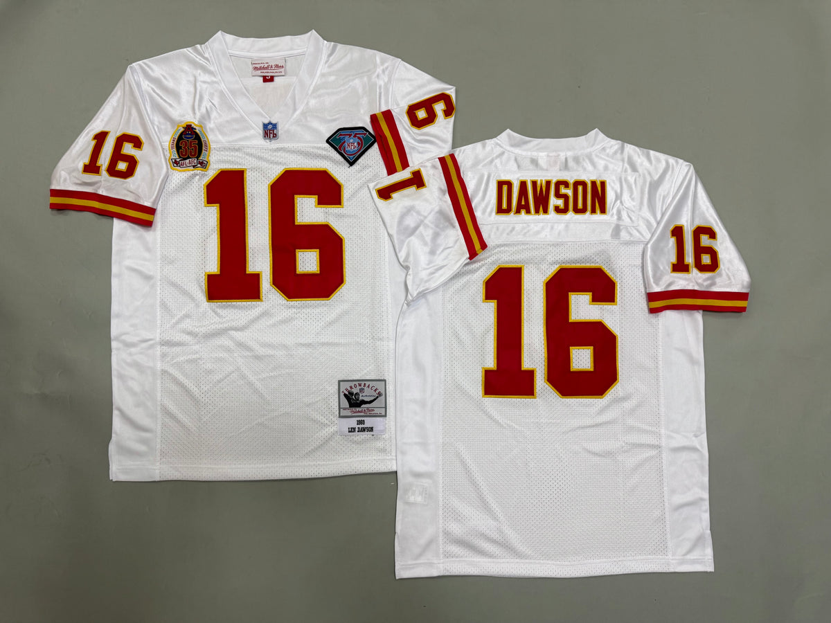 Mens Len Dawson#16 white Kansas City Chiefs Vintage Throwback Jersey