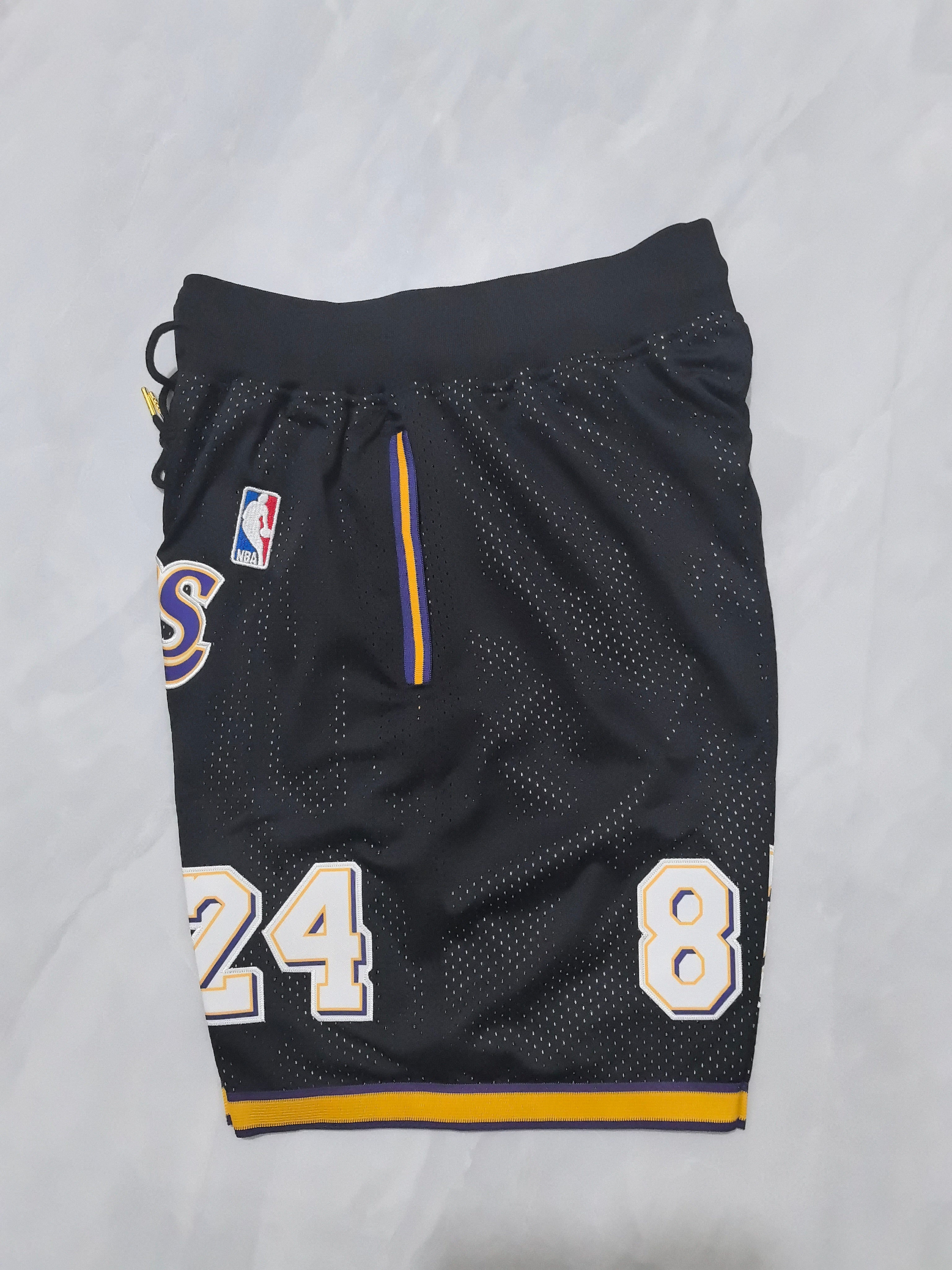 Los Angeles Lakers Black Retro Pocket Shorts #24