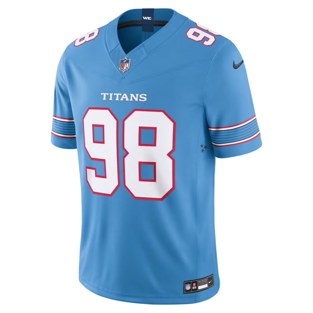 Jeffery Simmons #98 Tennessee Titans Light Blue Vapor F.U.S.E. Sewn Down Limited