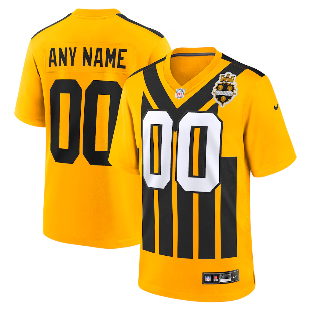 Custom Pittsburgh Steelers Gold Alternate 1933 Throwback Game Jersey