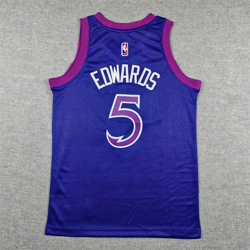 Youth Anthony Edwards Minnesota Timberwolves #5  City Edition Embroidered Jersey