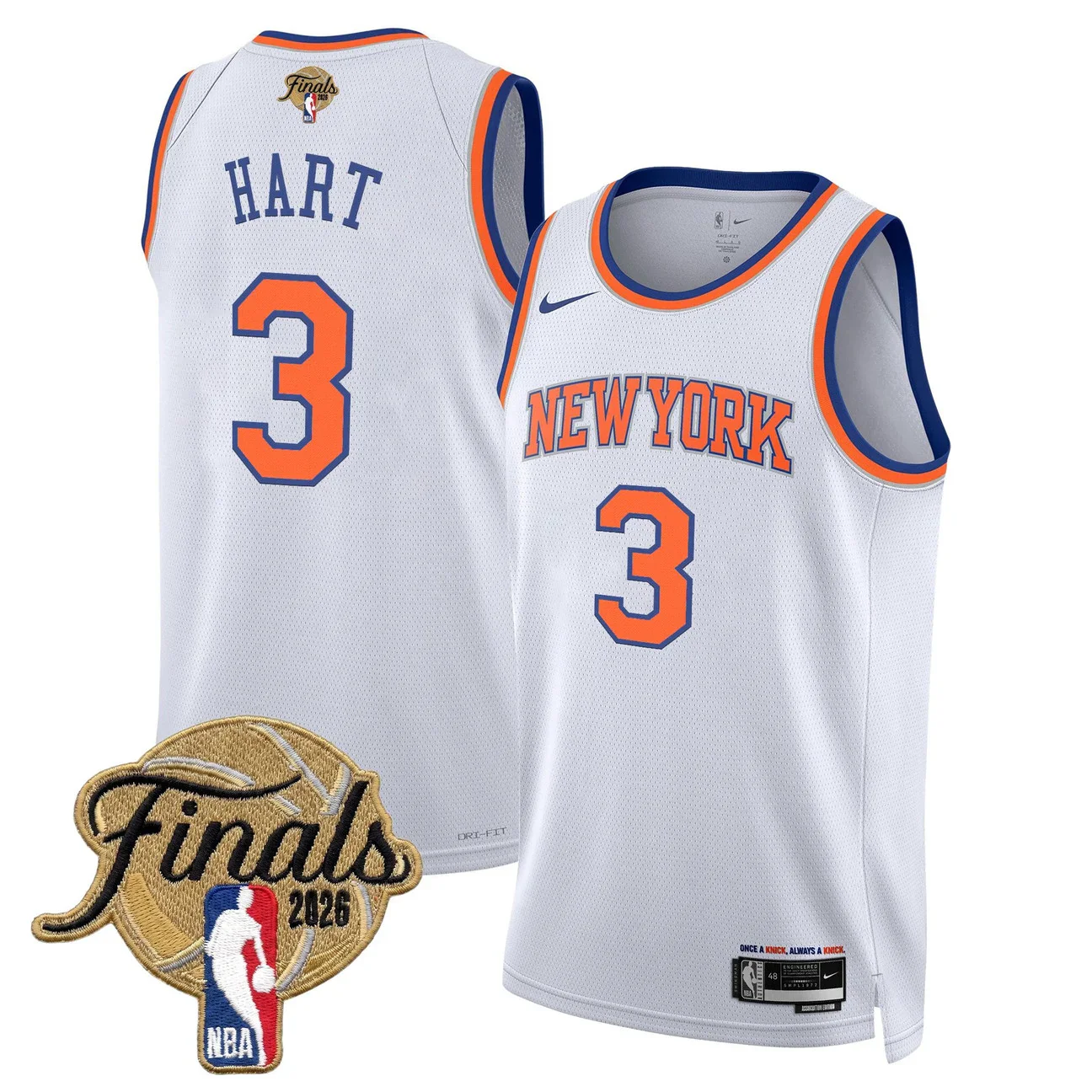 Josh Hart #3 New York Knicks 2026 Finals Swingman White Jersey - All Stitched