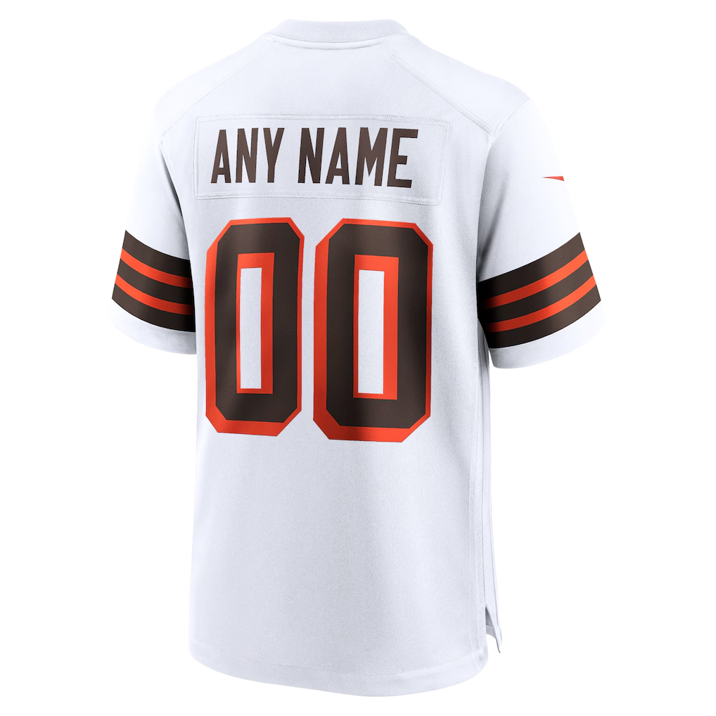 Custom Cleveland Browns White Game Jersey