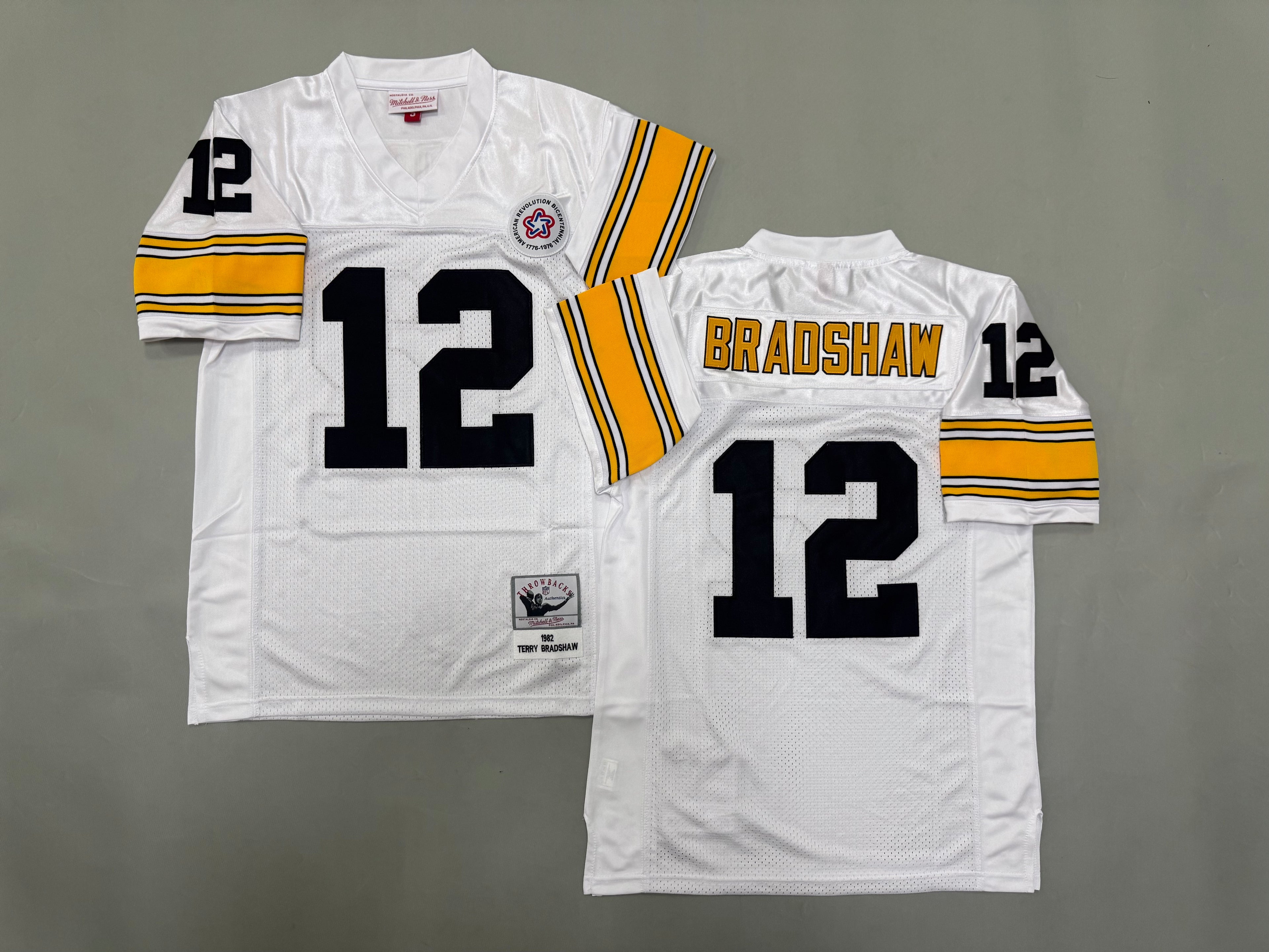 Mens Terry Bradshaw#12 white‌ Pittsburgh Steelers Vintage Throwback Jersey