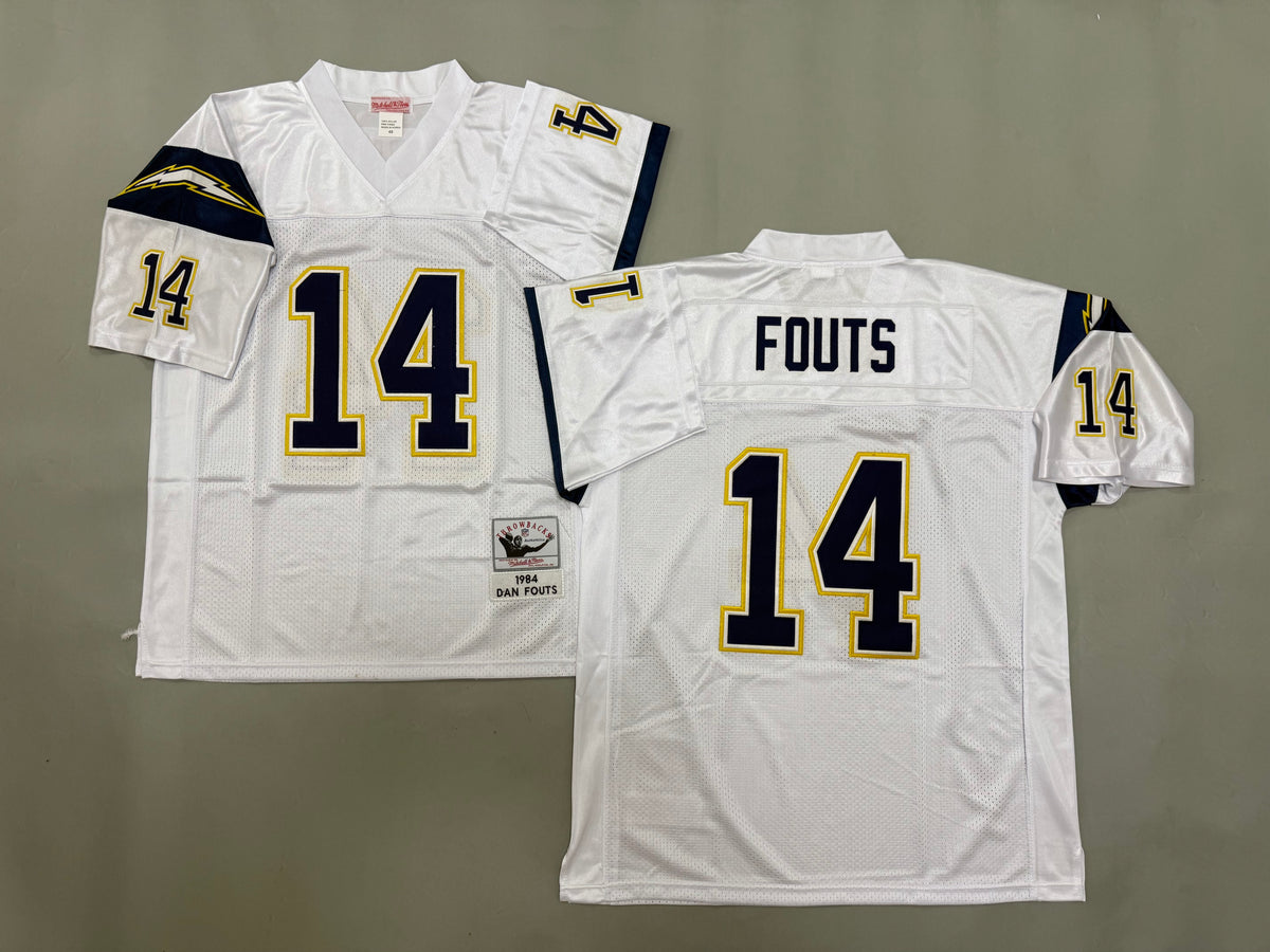 Mens Dan Fouts#14 white San Diego Chargers Vintage Throwback Jersey