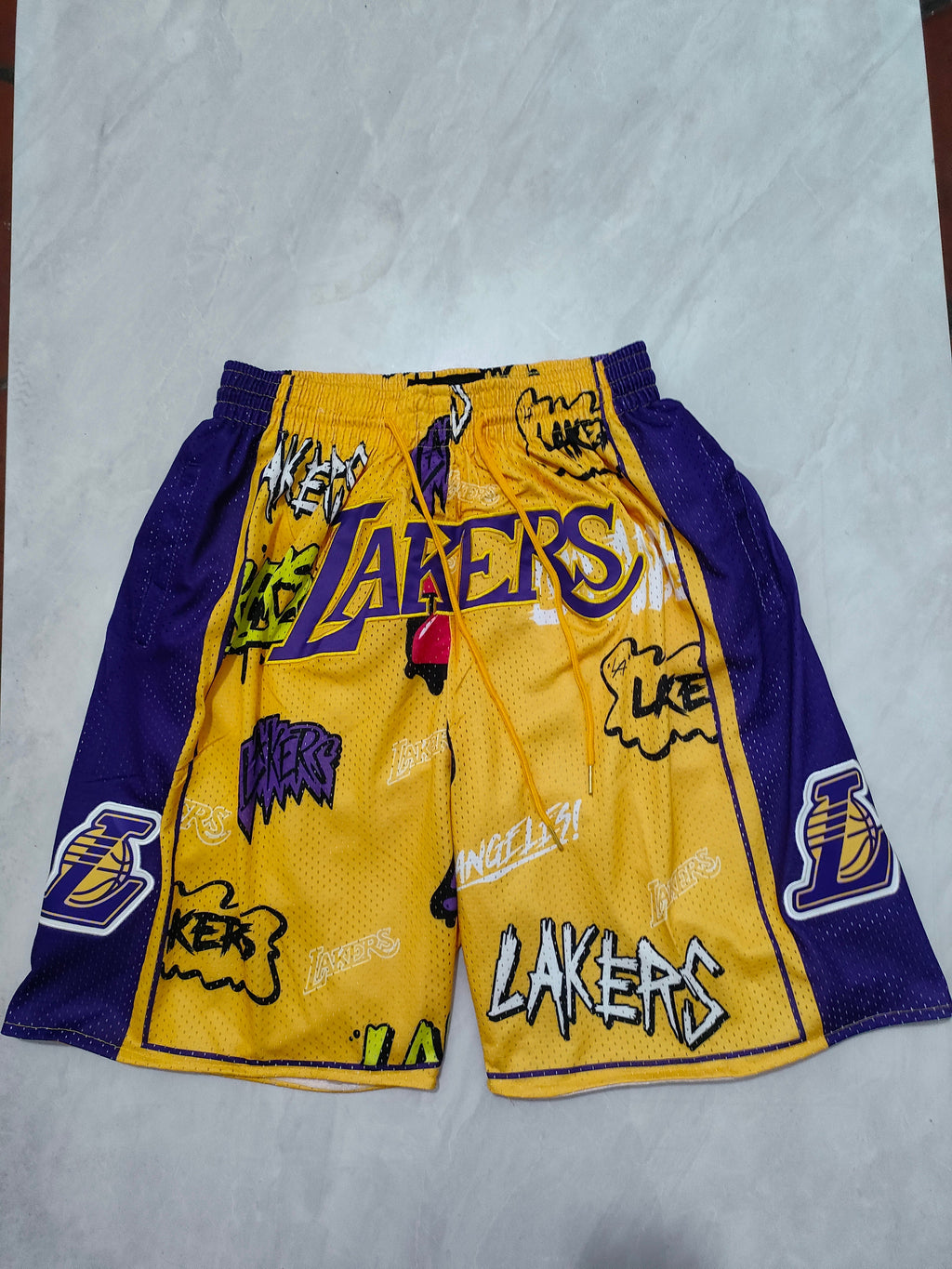 Los Angeles Lakers Yellow Graffiti Pocket Shorts