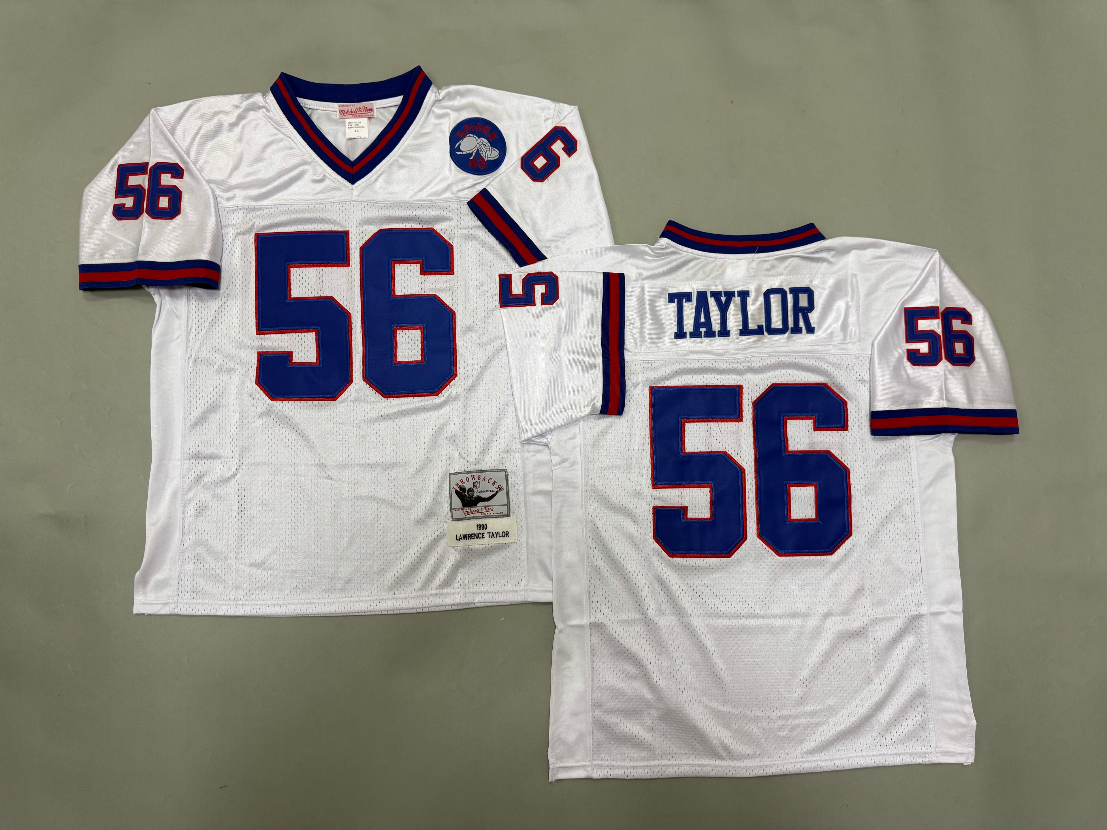 Mens Lawrence Taylor#56 white New York Giants Vintage Throwback Jersey