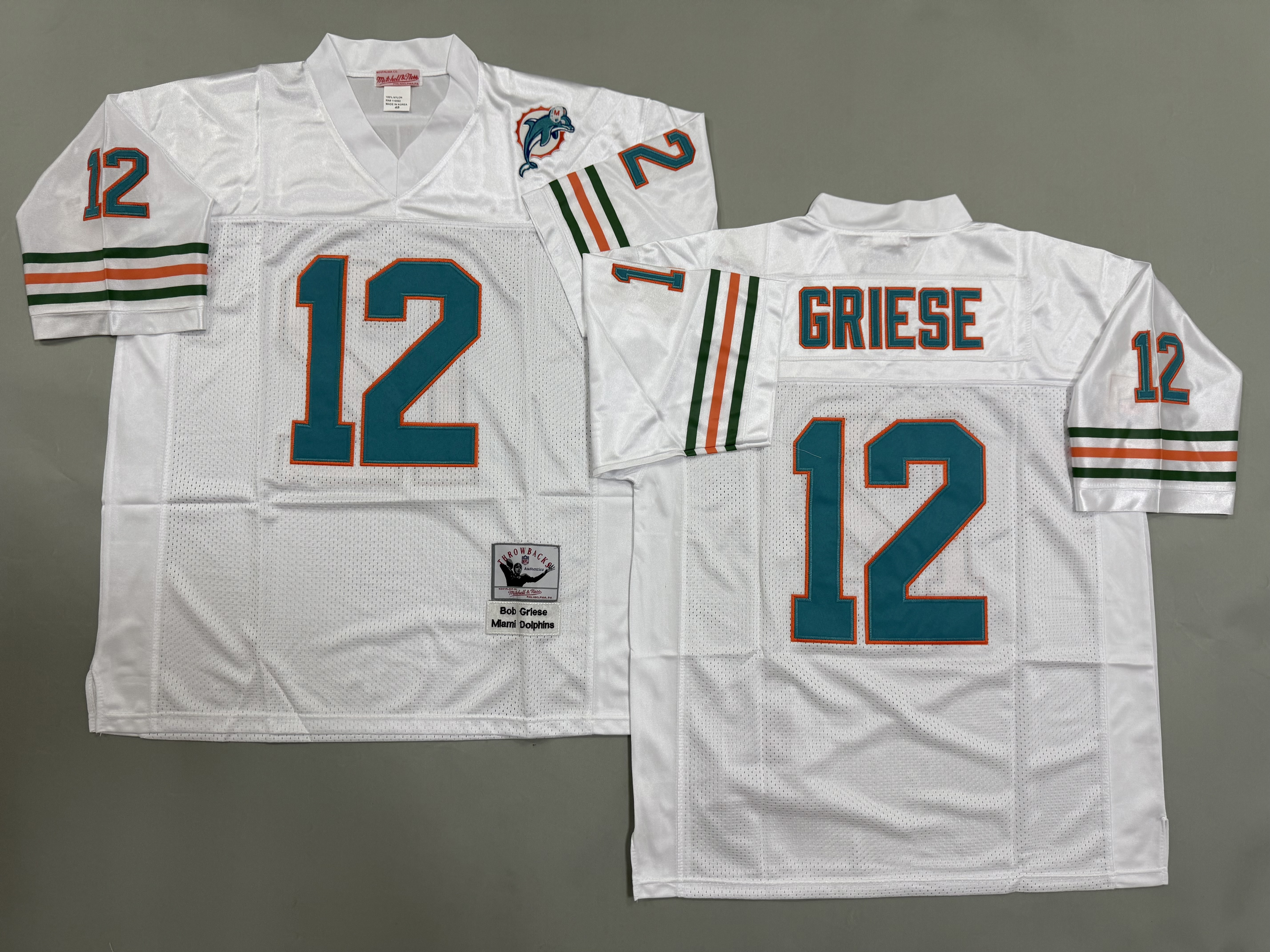 Men's Bob Griese Aqua Miami Dolphins White Vintage Throwback Jersey