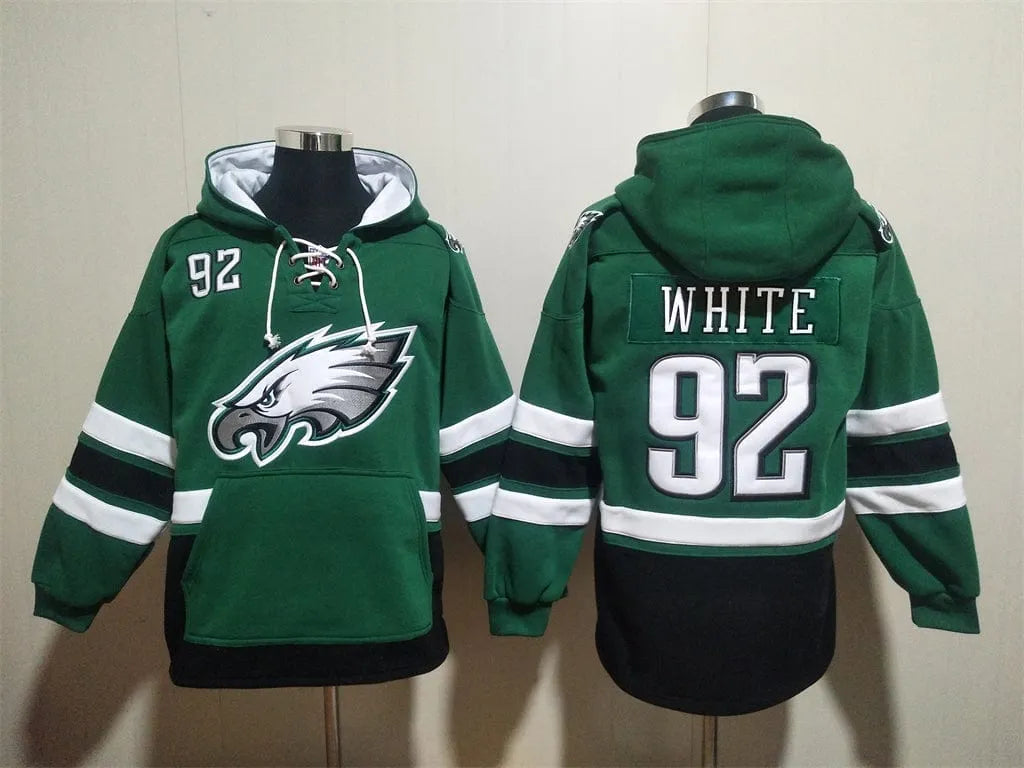 Philadelphia Eagles Hoodie #92 WHITE(With Pockets)