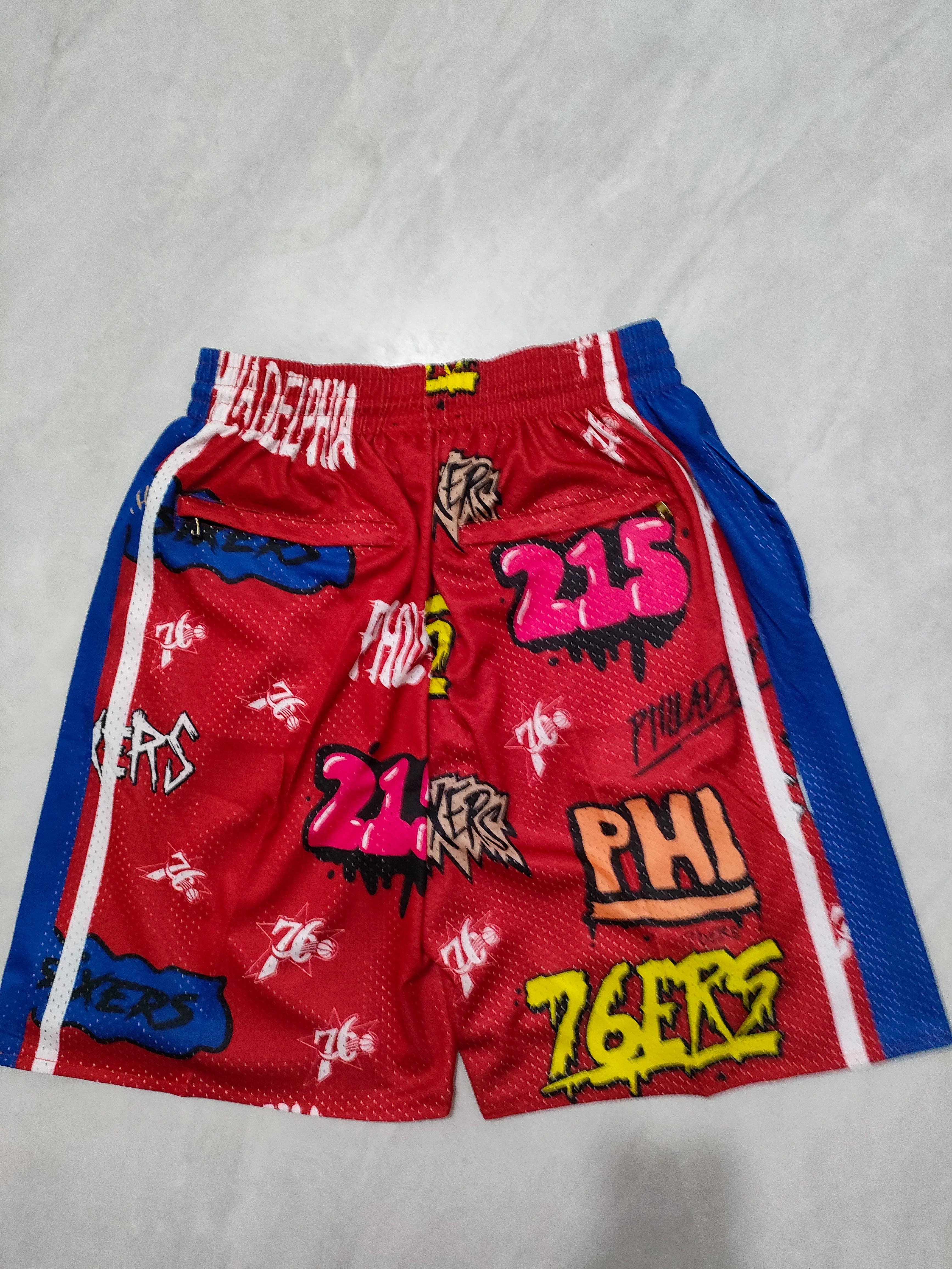Philadelphia 76ers Red Graffiti Pocket Shorts