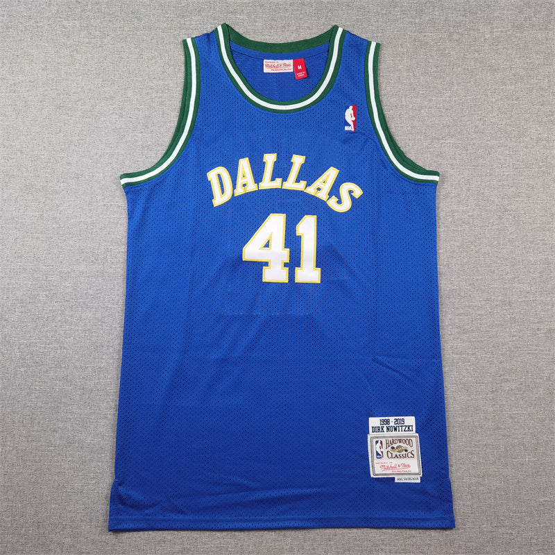 Dallas Mavericks Dirk Nowitzki #41 Throwback — Embroidered Jersey [Pre-Order]