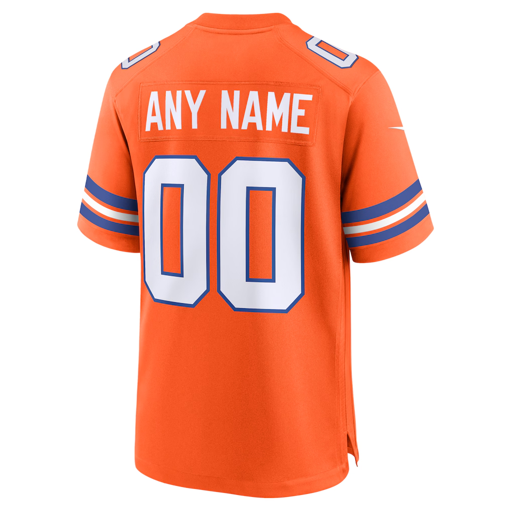 Custom Denver Broncos Orange Game Jersey