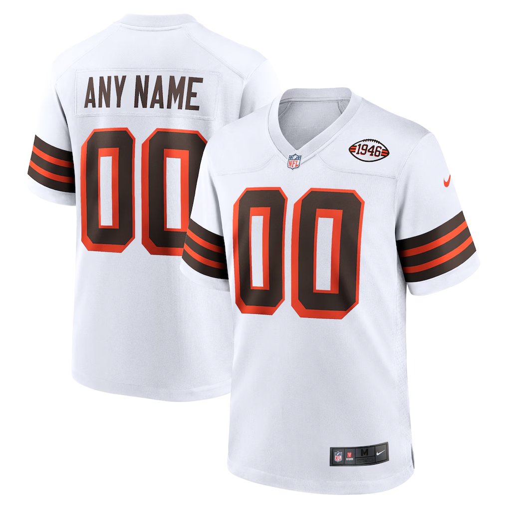 Custom Cleveland Browns White Game Jersey