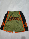 Los Angeles Lakers Army Green Pocket Shorts