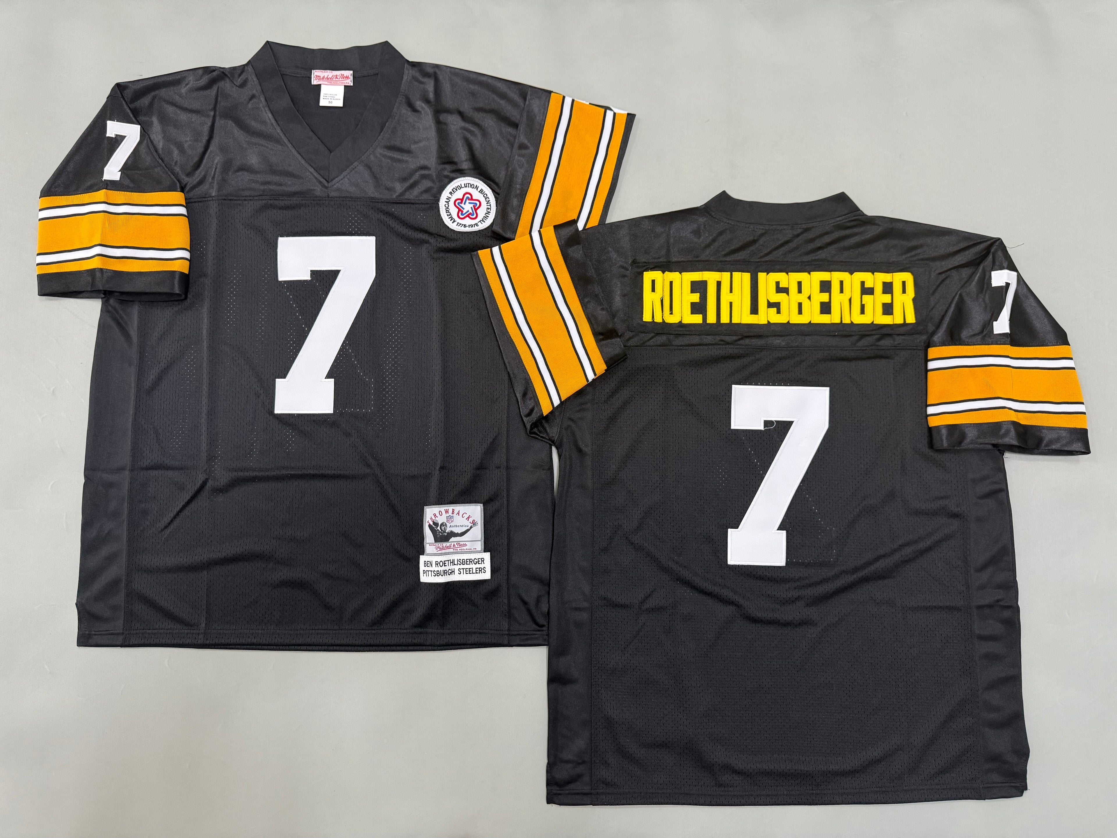 Mens Ben Roethlisberger#7 black Pittsburgh Steelers Vintage Throwback Jersey
