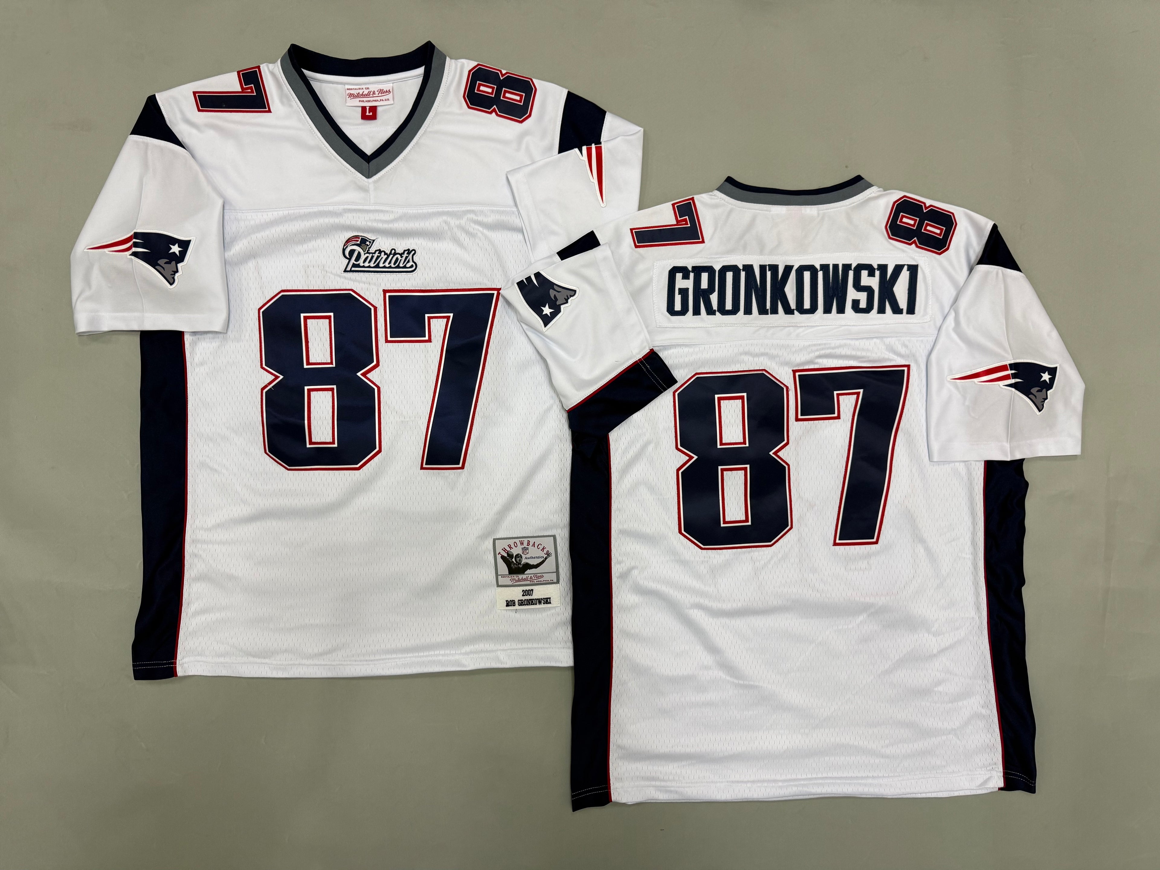 Mens Rob Gronkowski#87 white New England Patriots Vintage Throwback Jersey
