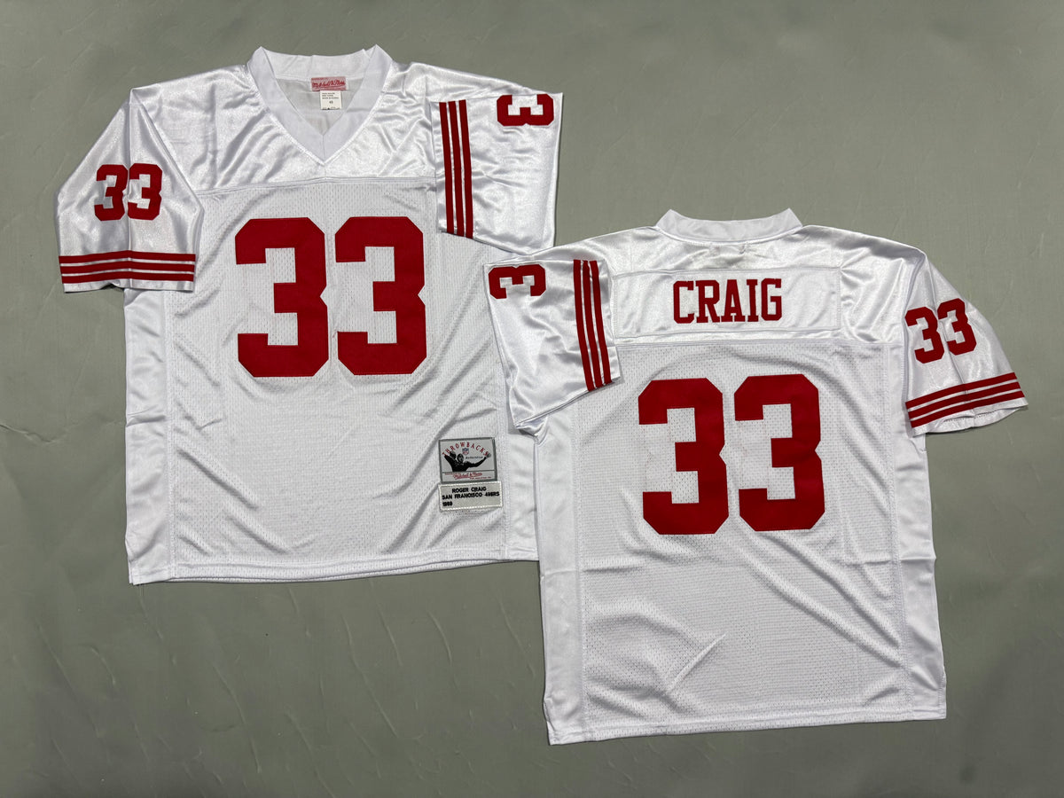Mens Roger Craig#33 white San Francisco 49ers Vintage Throwback Jersey