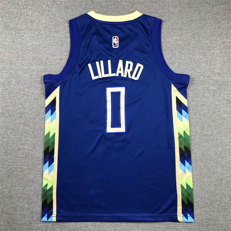 Youth Damian Lillard Milwaukee Bucks #0 City Edition Embroidered Jersey