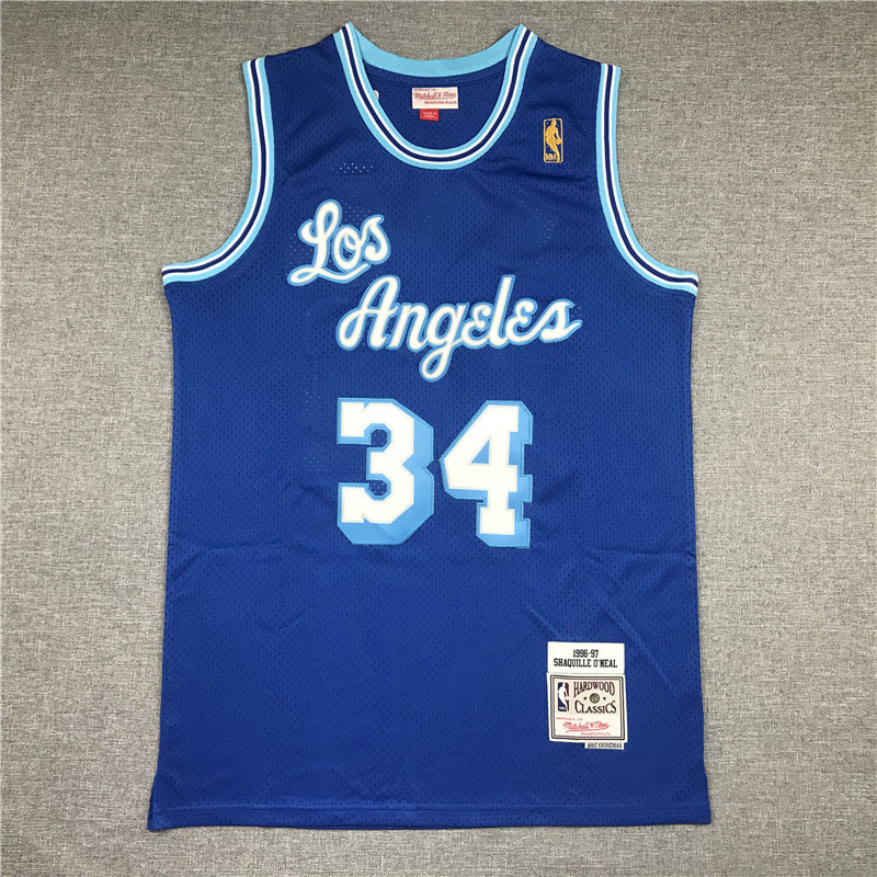 Shaq O'Neal #34 Los Angeles Lakers 1996-97 Throwback Jersey — Embroidered