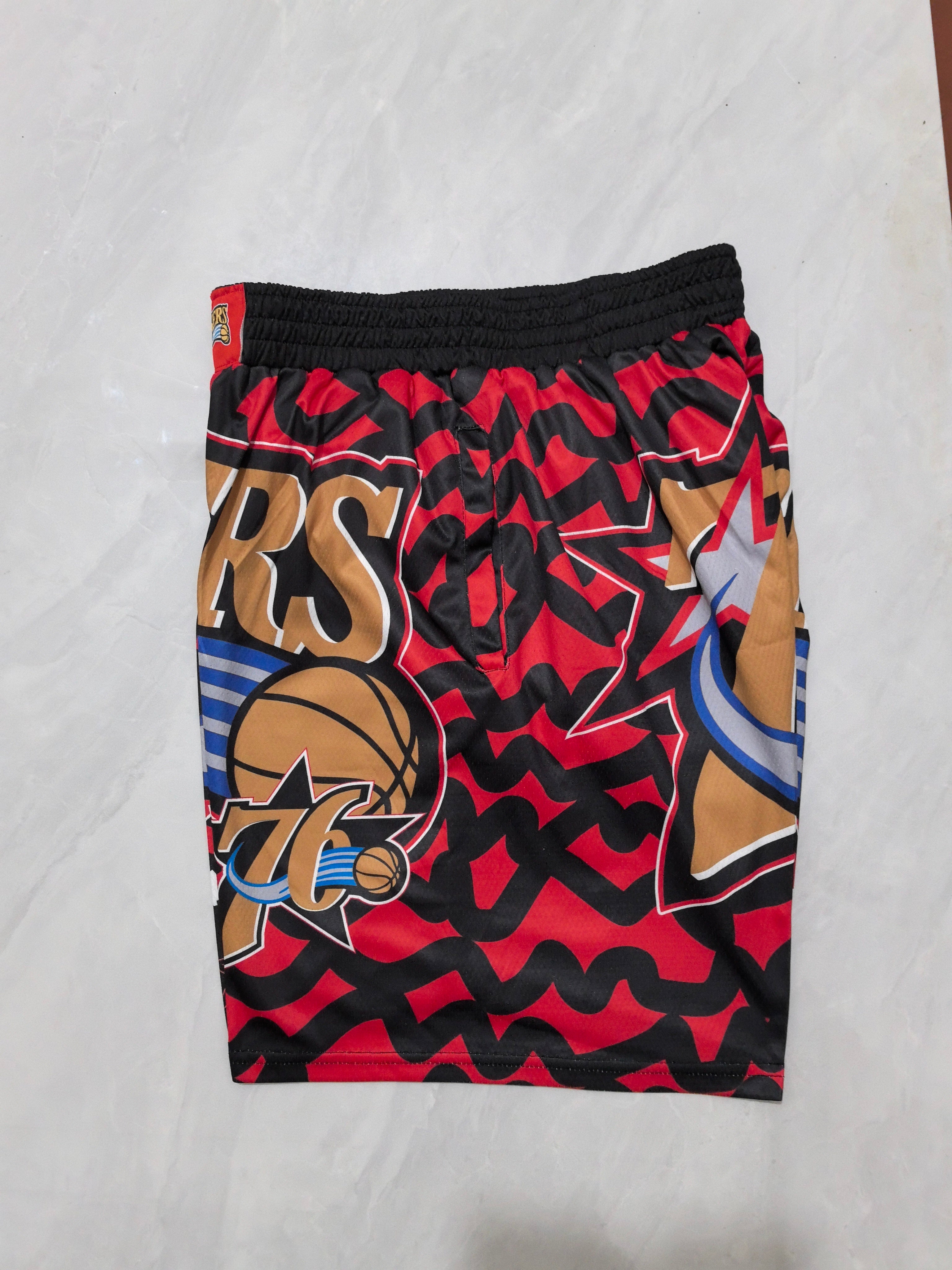 Philadelphia 76ers Black & Red heat transfer pocket shorts