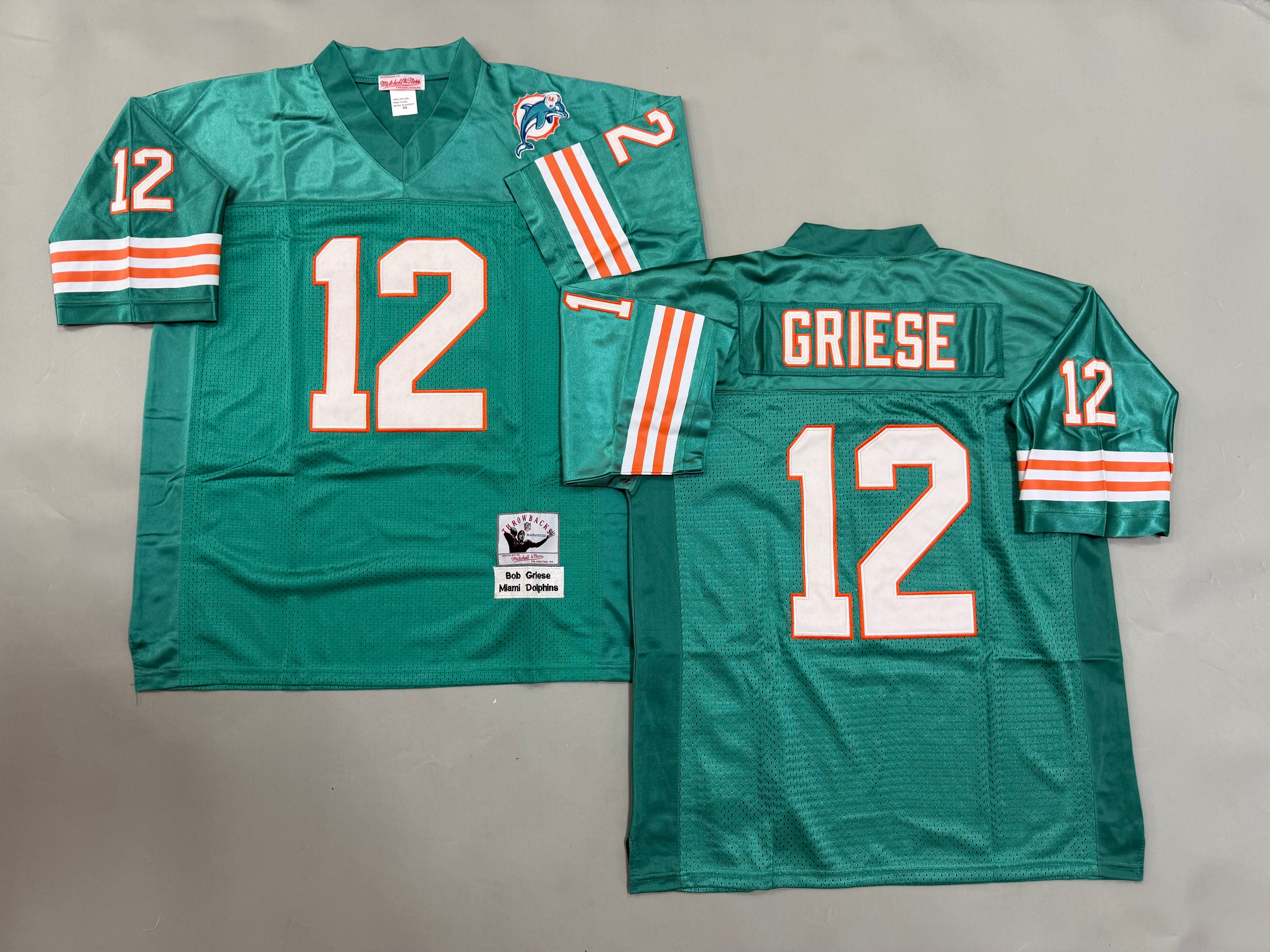 Mens Bob Griese#12 Miami Dolphins Vintage Throwback Jersey