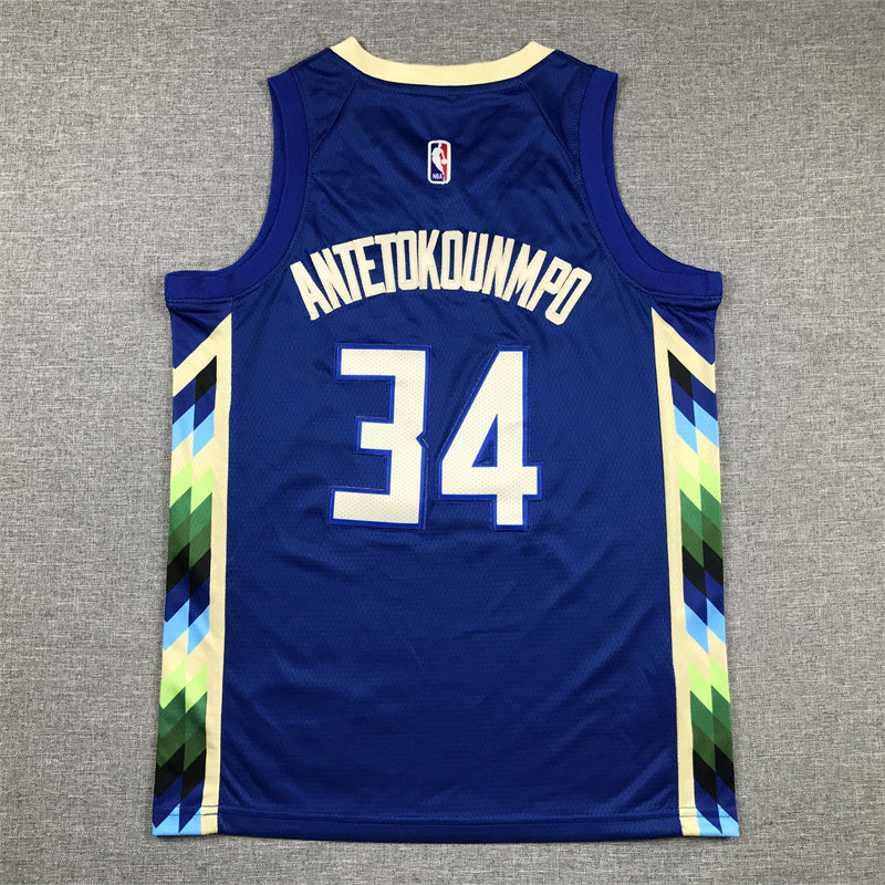 Youth Giannis Antetokounmpo Milwaukee Bucks #34 City Edition Embroidered Jersey