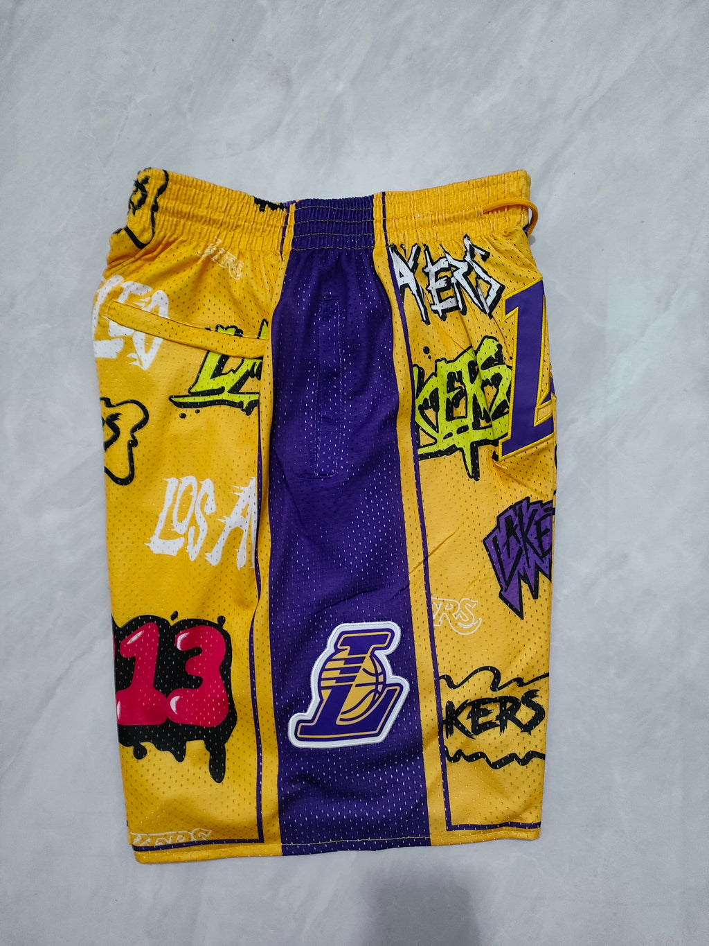 Los Angeles Lakers Yellow Graffiti Pocket Shorts