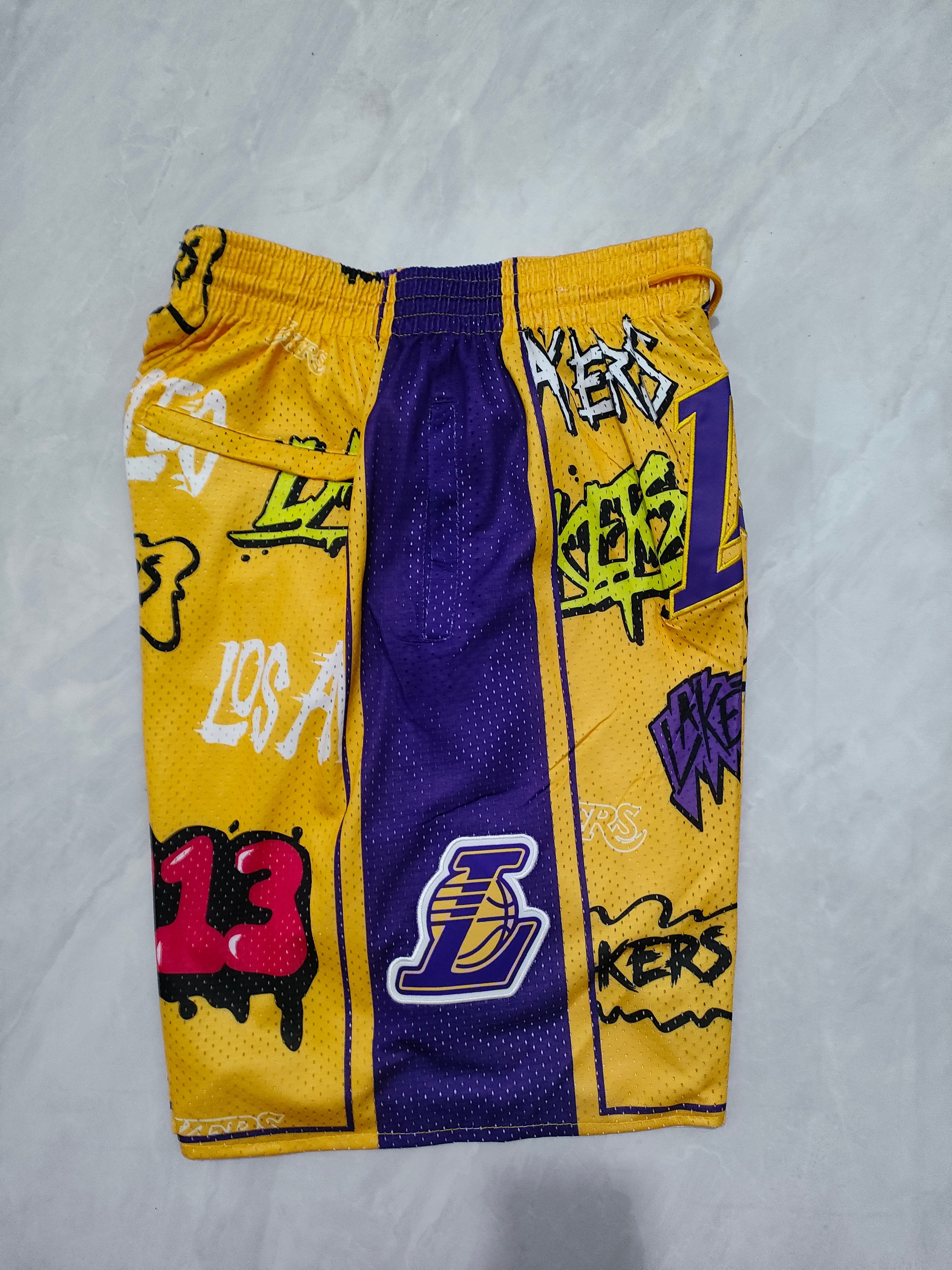 Los Angeles Lakers Yellow Graffiti Pocket Shorts