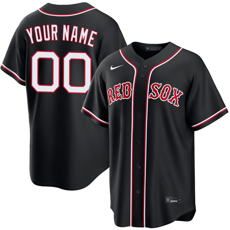 Custom Boston Red Sox Black Out Jersey - Black