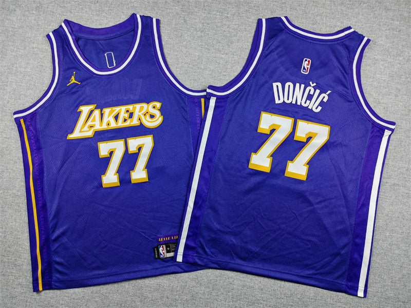 Youth Luka Dončić Los Angeles Lakers #77  Embroidered  Jersey