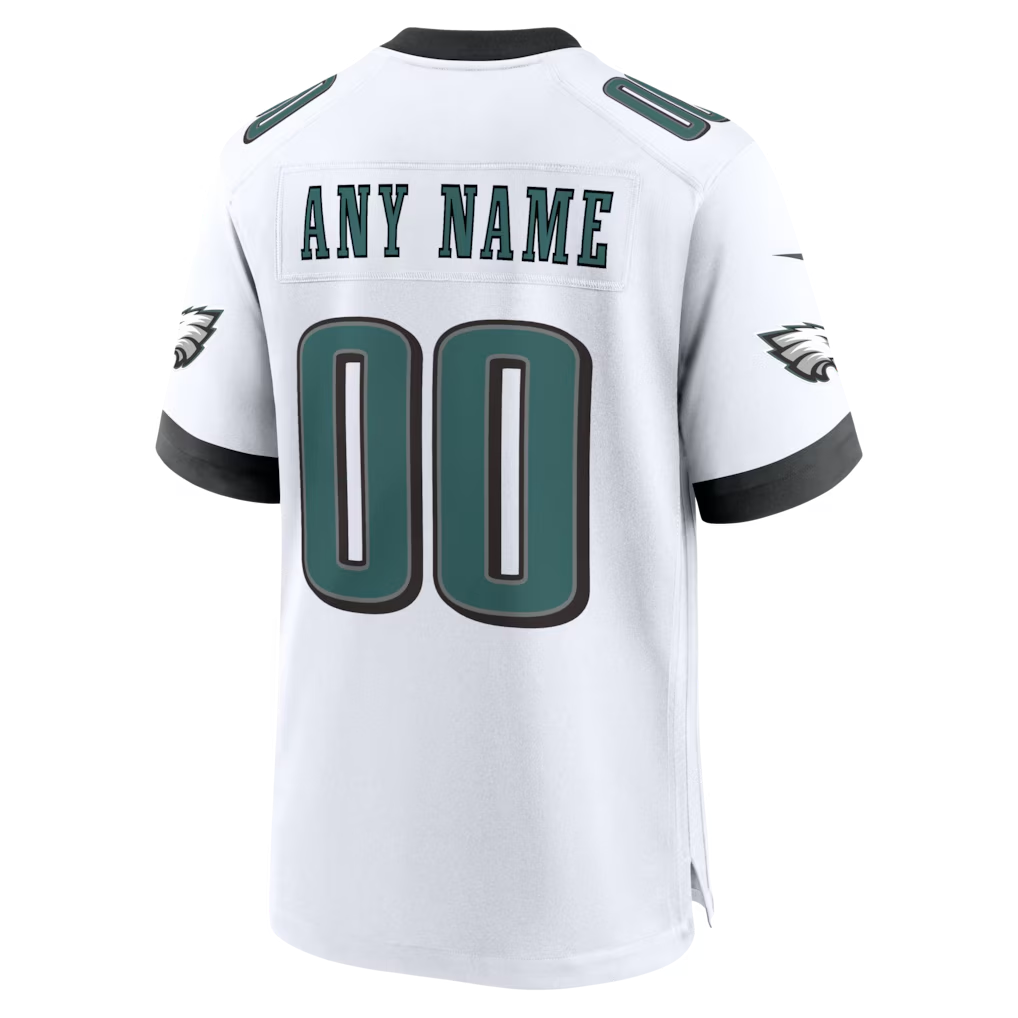 Custom Philadelphia Eagles White Game Jersey