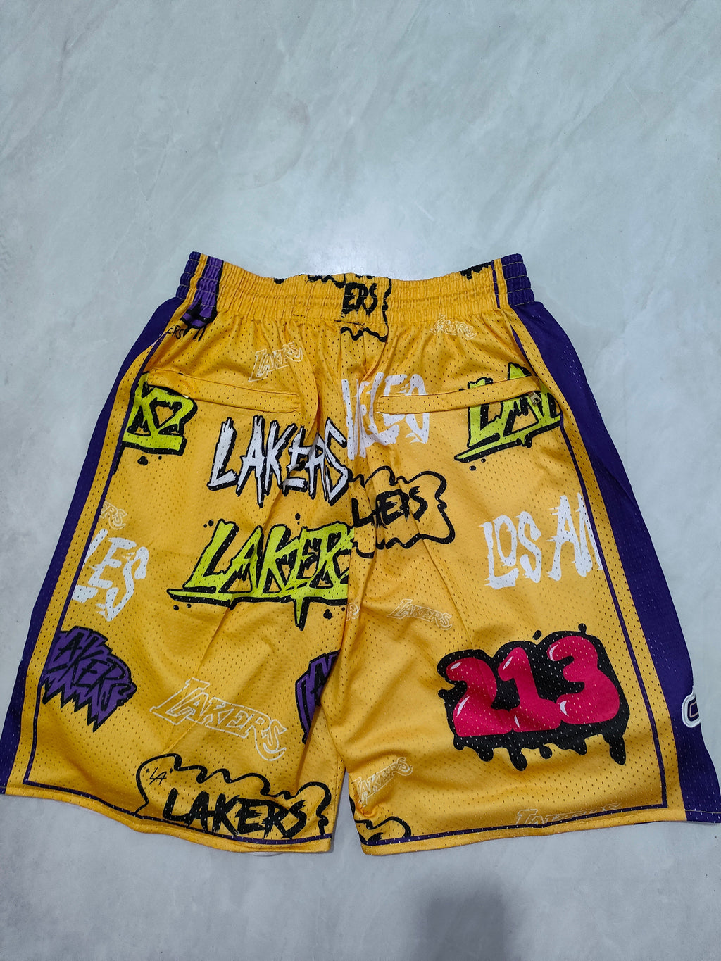 Los Angeles Lakers Yellow Graffiti Pocket Shorts