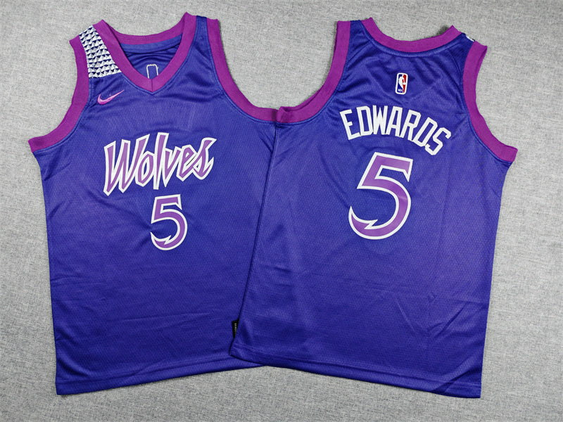 Youth Anthony Edwards Minnesota Timberwolves #5  City Edition Embroidered Jersey