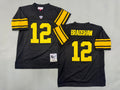 Mens Terry Bradshaw#12 black Pittsburgh Steelers Vintage Throwback Jersey