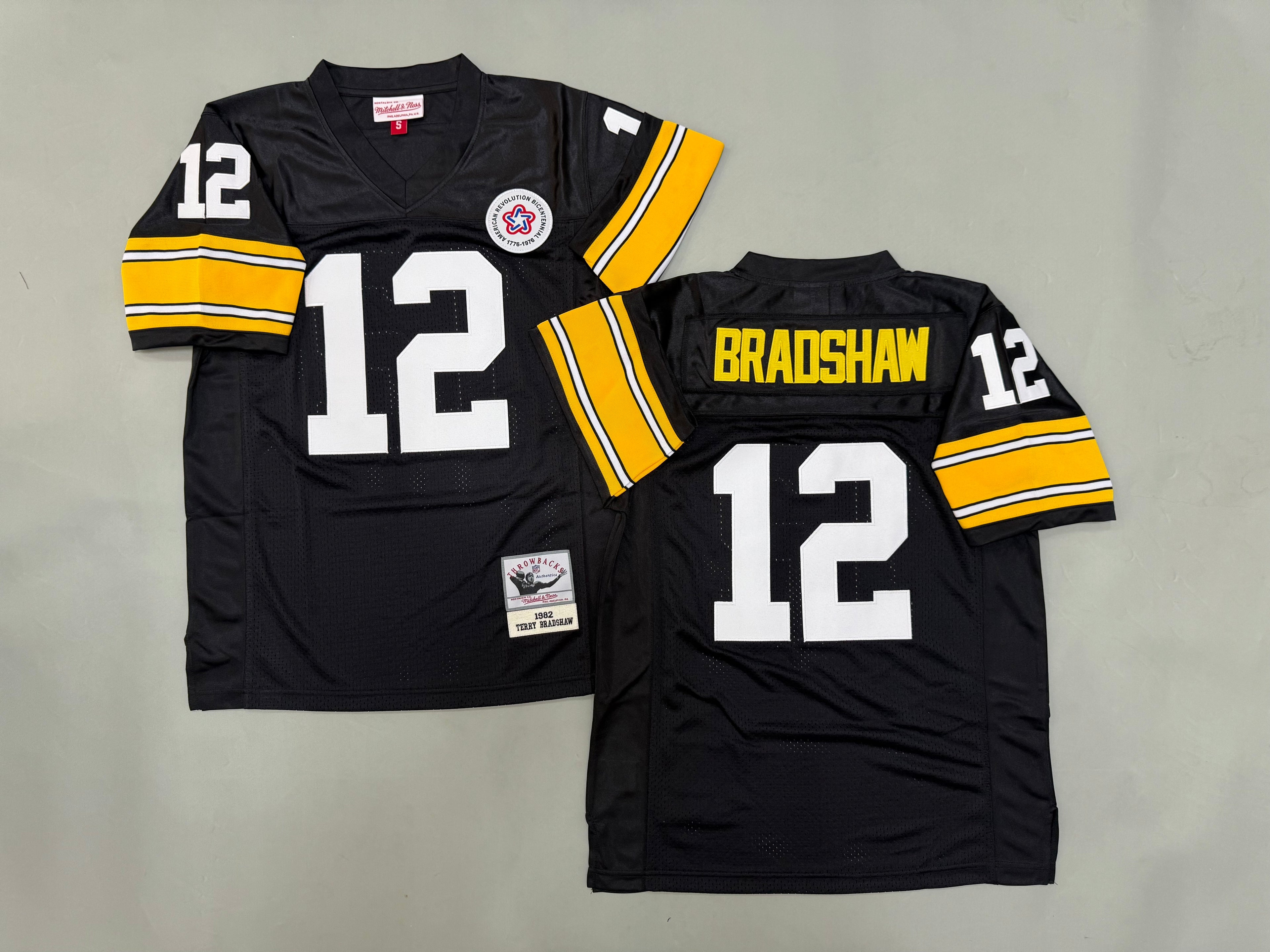 Mens Terry Bradshaw#12 black Pittsburgh Steelers Vintage Throwback Jersey
