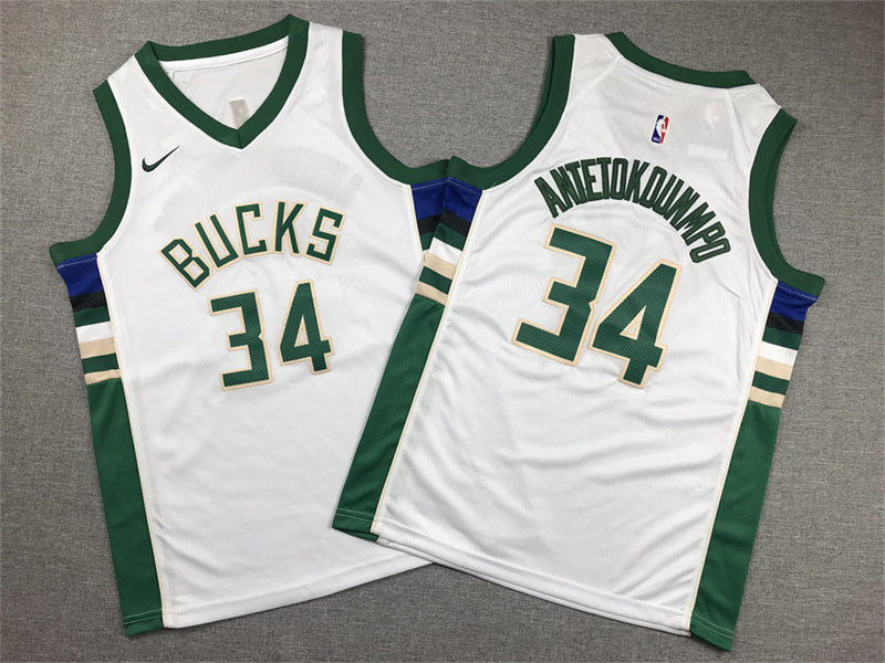 Youth Giannis Antetokounmpo Milwaukee Bucks #34  Embroidered Jersey