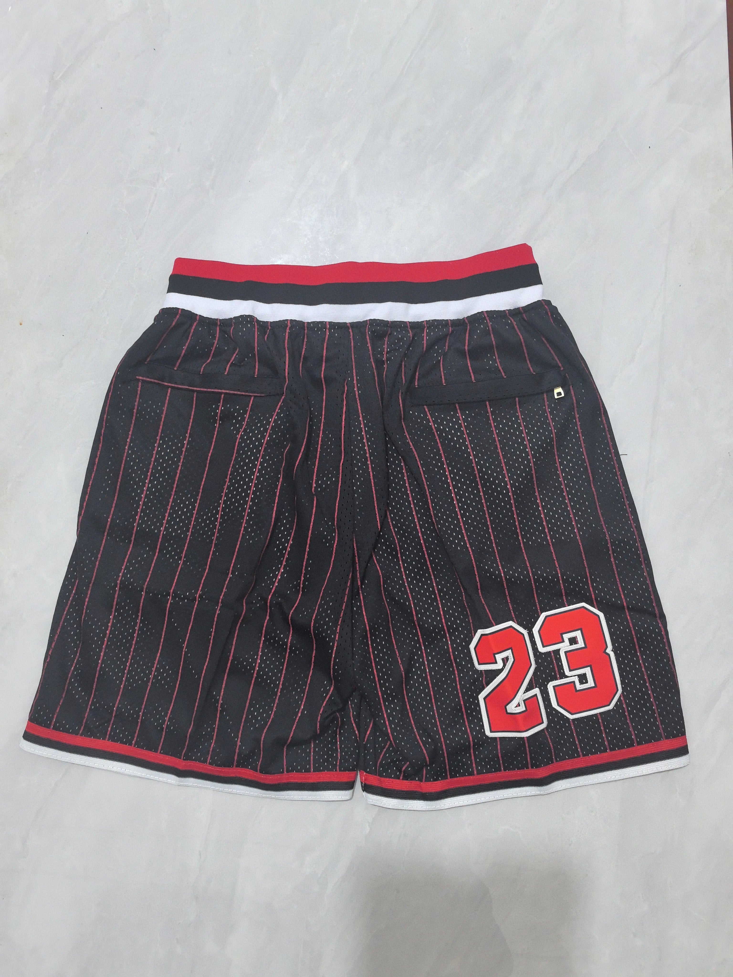 Chicago Bulls Black & Red Striped Retro Pocket Shorts