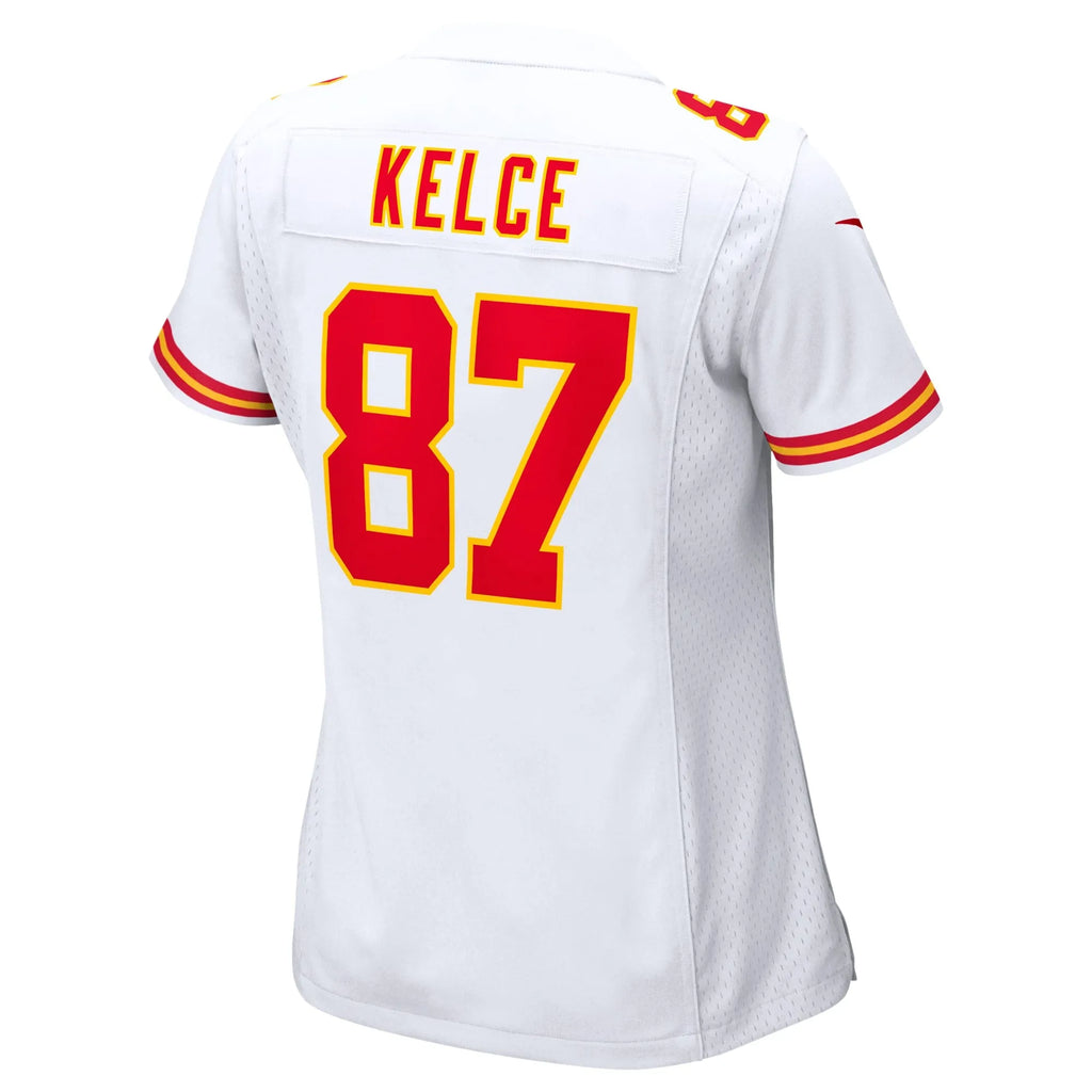 Travis Kelce Kansas City Chiefs Women's Super Bowl LVII Patch Away Game Jersey - White