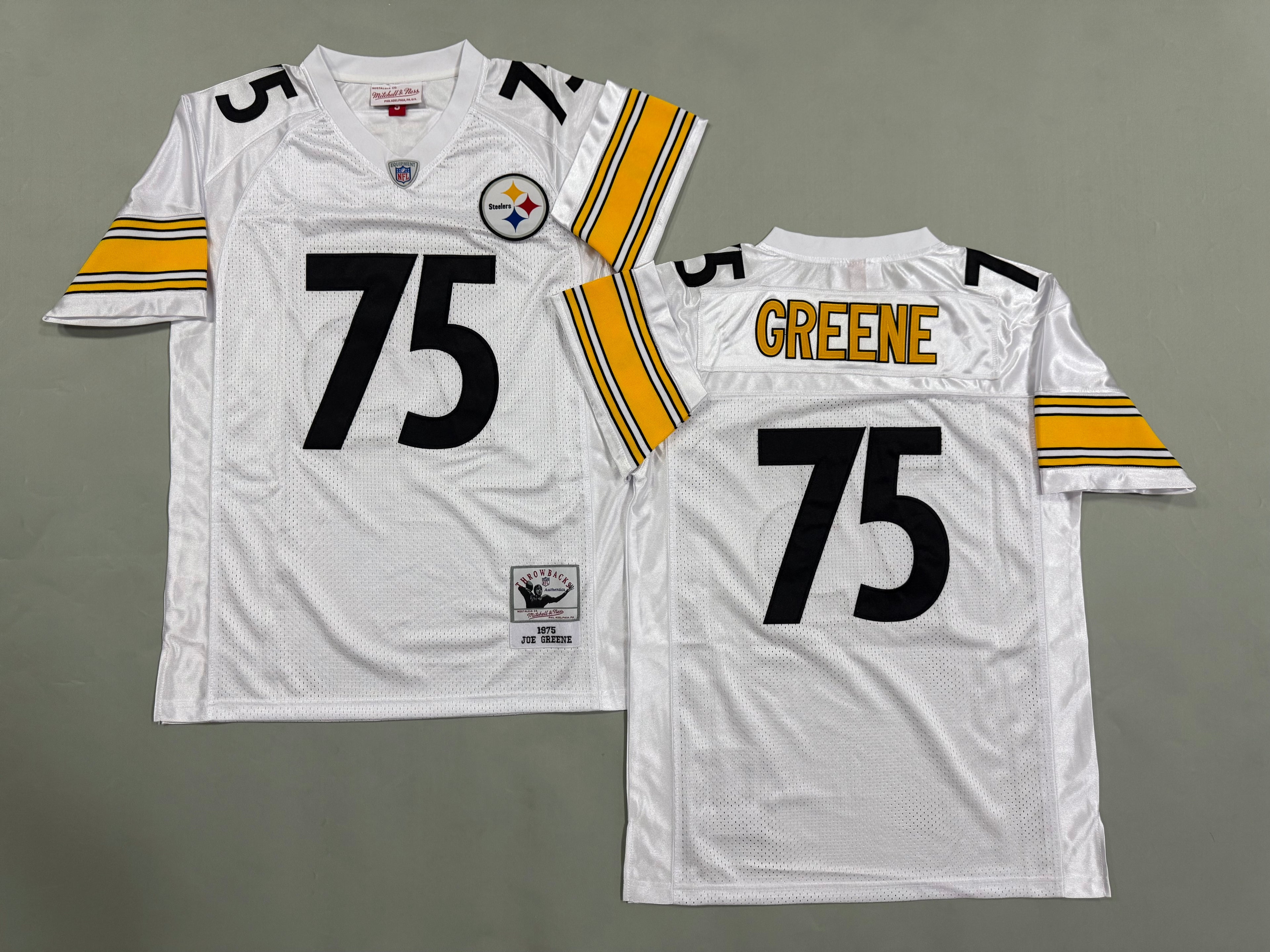 Mens Joe Greene#75 white‌ Pittsburgh Steelers Vintage Throwback Jersey