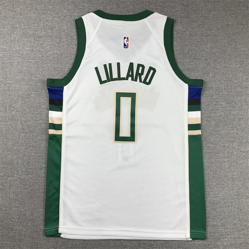 Youth Damian Lillard Milwaukee Bucks #0 City Edition Embroidered Jersey