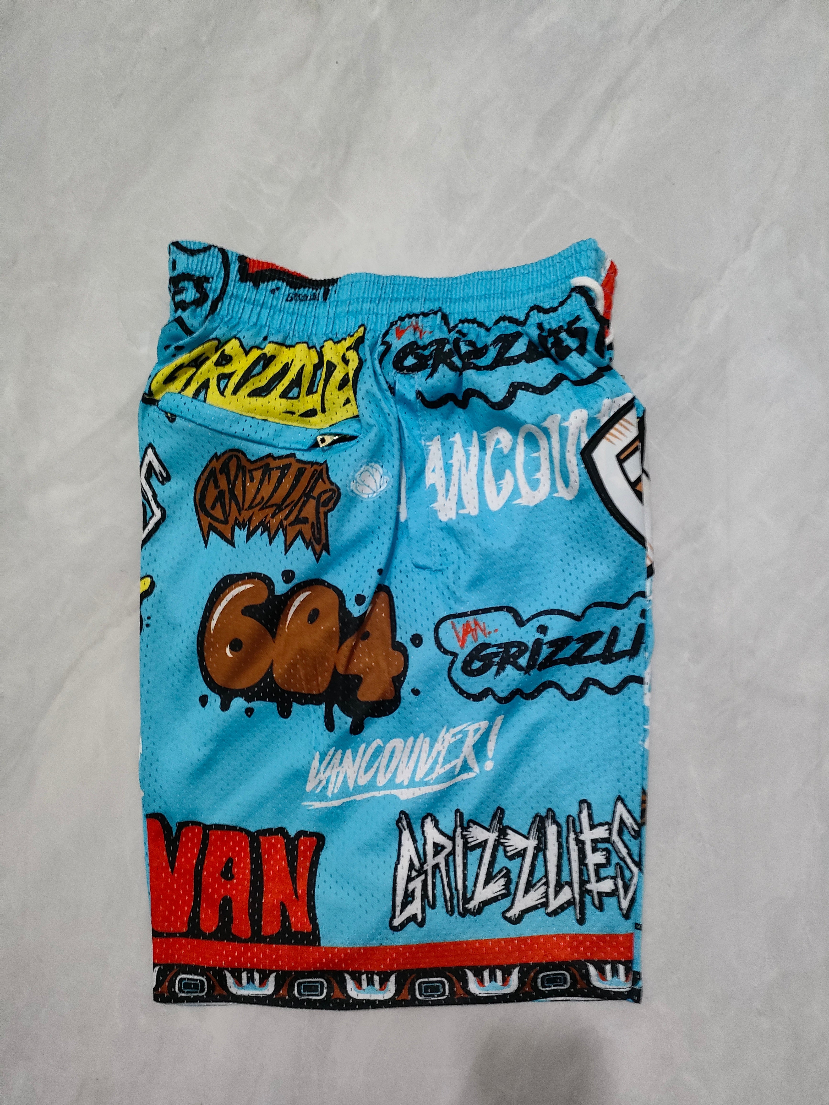 Vancouver Grizzlies Blue Graffiti Pocket Shorts
