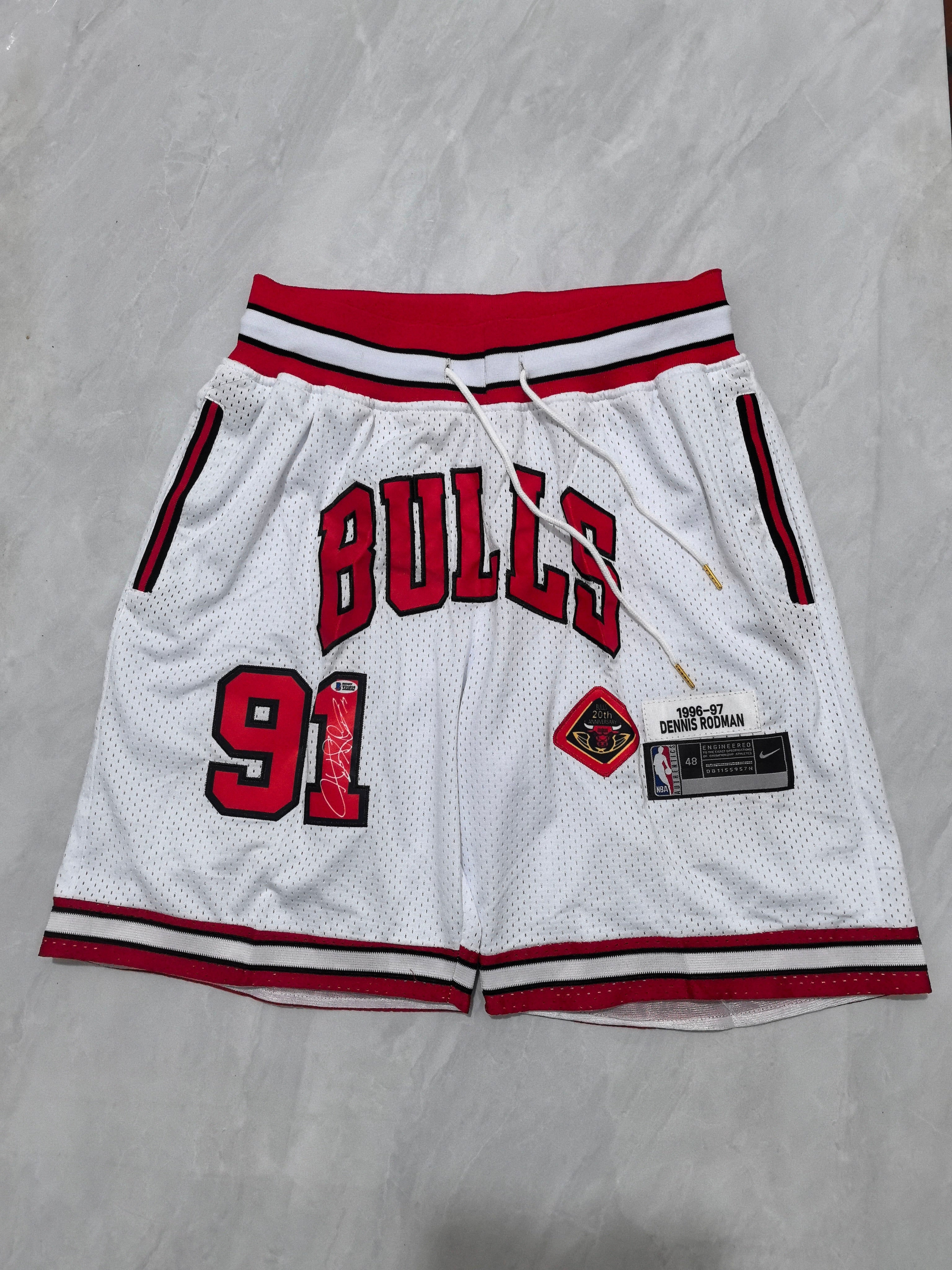 Chicago Bulls White Retro Pocket Basketball Shorts #91