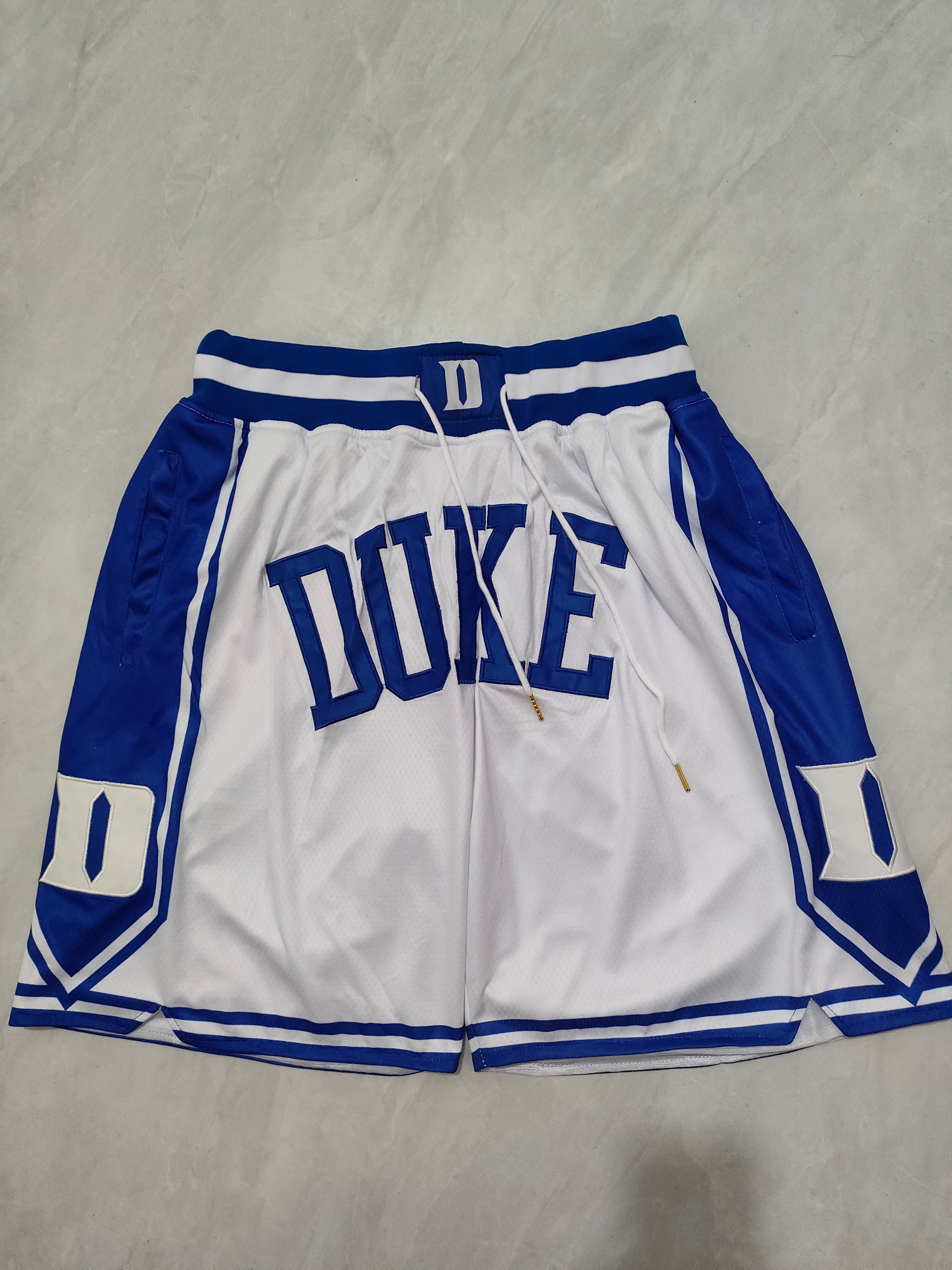 NCAA Duke University White Pocket Shorts