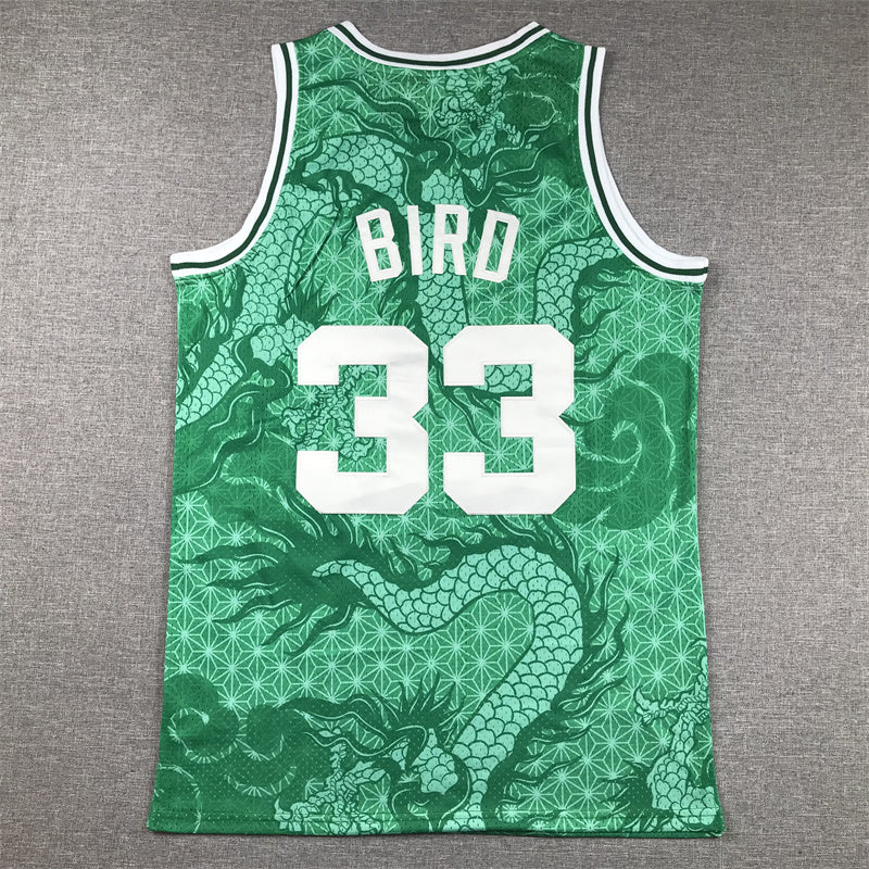 Boston Celtics Larry Bird #33 "Year of the Dragon" 1985-86 Throwback Jersey — Embroidered