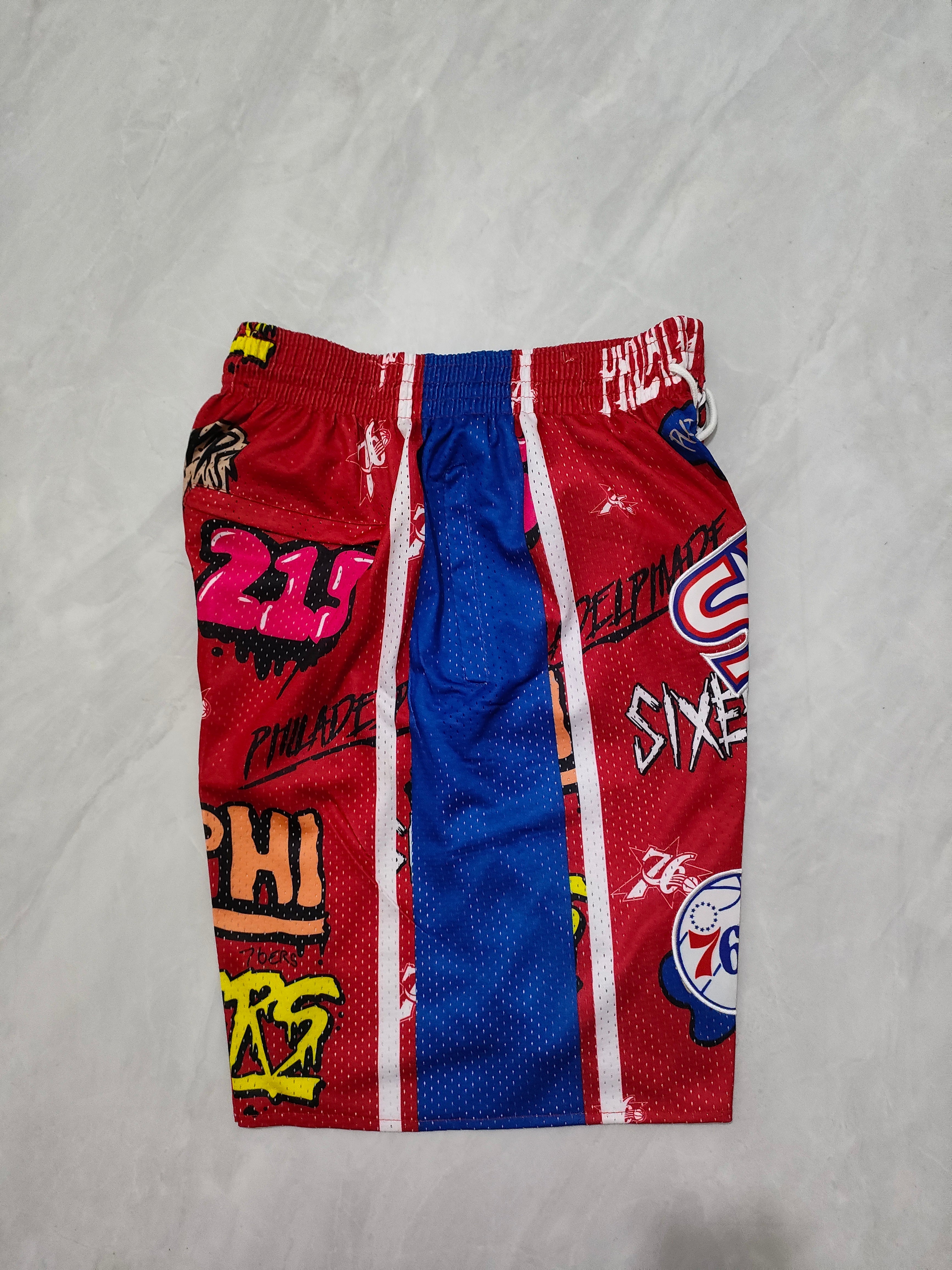 Philadelphia 76ers Red Graffiti Pocket Shorts