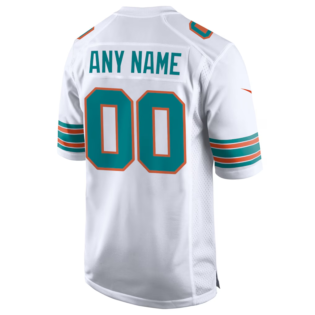 Custom Miami Dolphins White Game Jersey