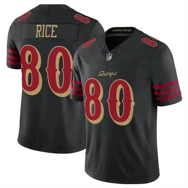 Jerry Rice #80 San Francisco 49ers Black 2025 Rivalries Collection Game Limited Jersey