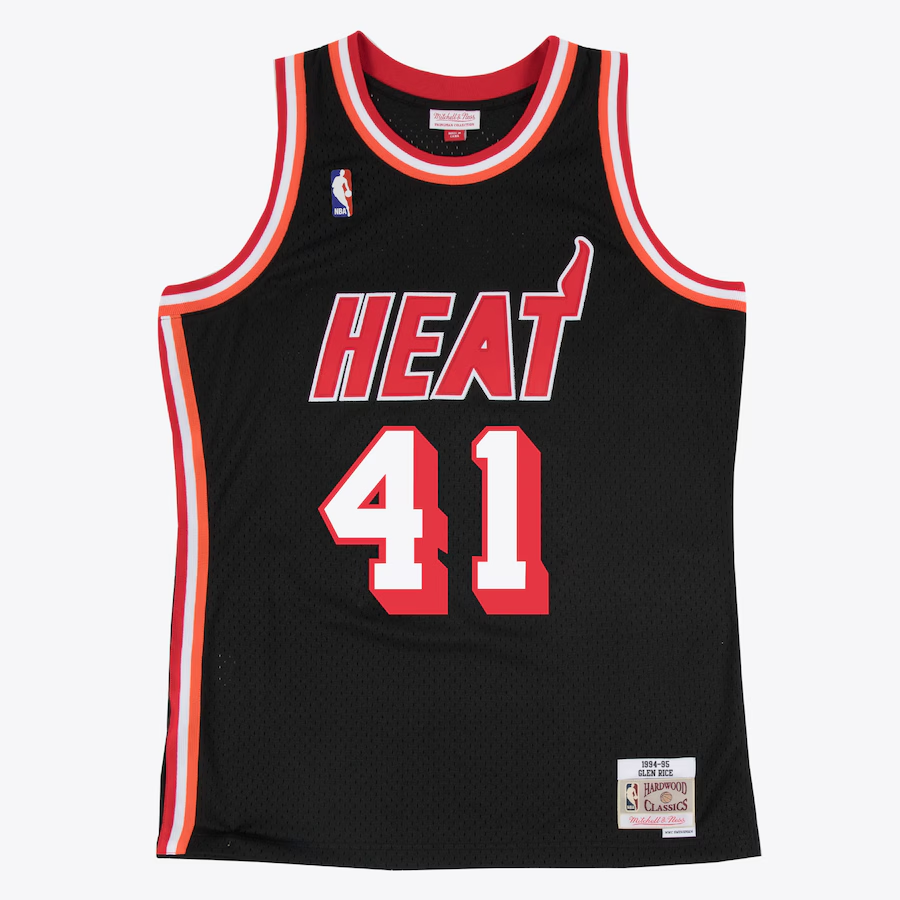 Men's Glen Rice Black Miami Heat 1994/95 Hardwood Classics  Jersey