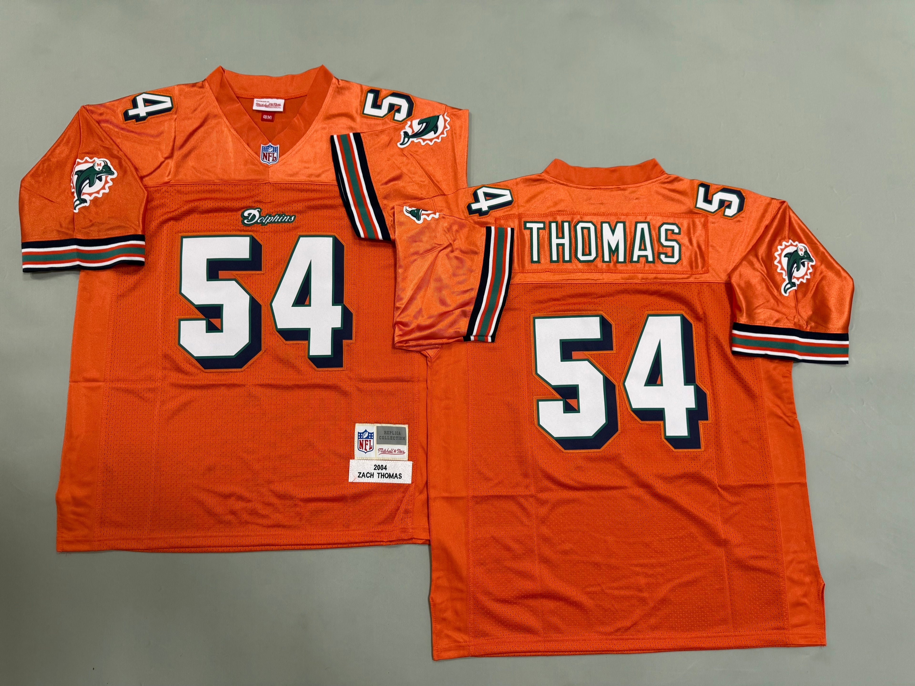 Mens Zach Thomas#54 Miami Dolphins Vintage Throwback Jersey